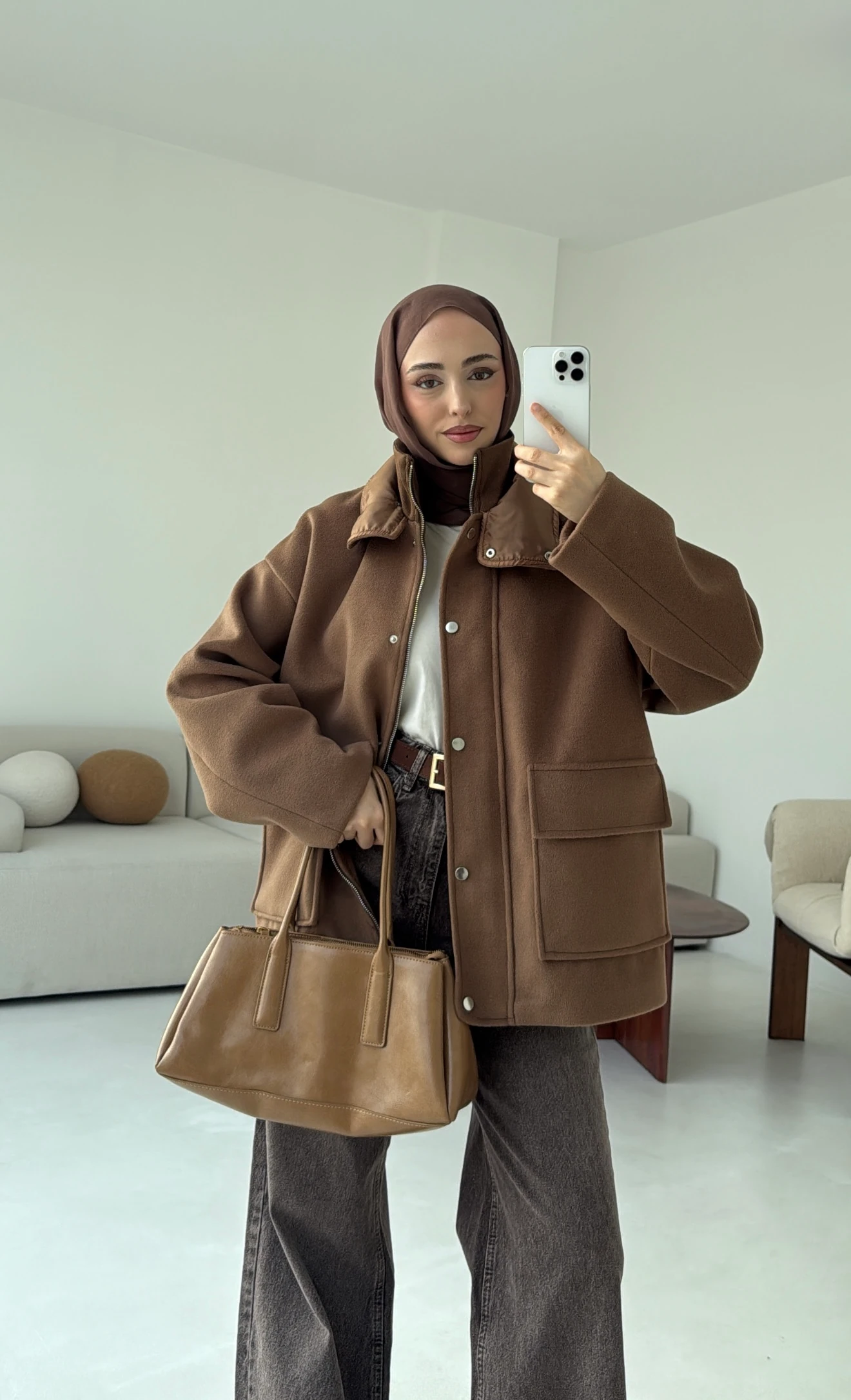 Klapalı Tasarım Kaban Kestane Kahve