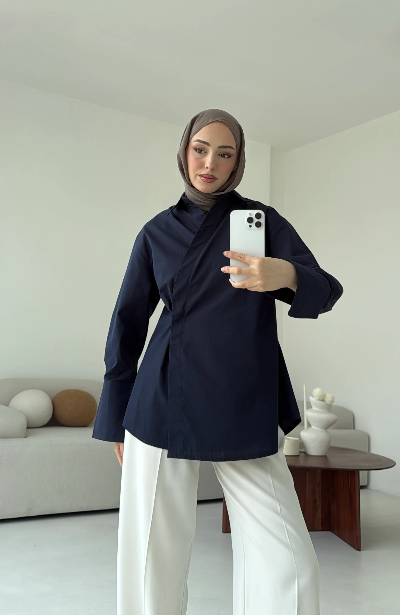 Yandan Düğmeli Gömlek Lacivert