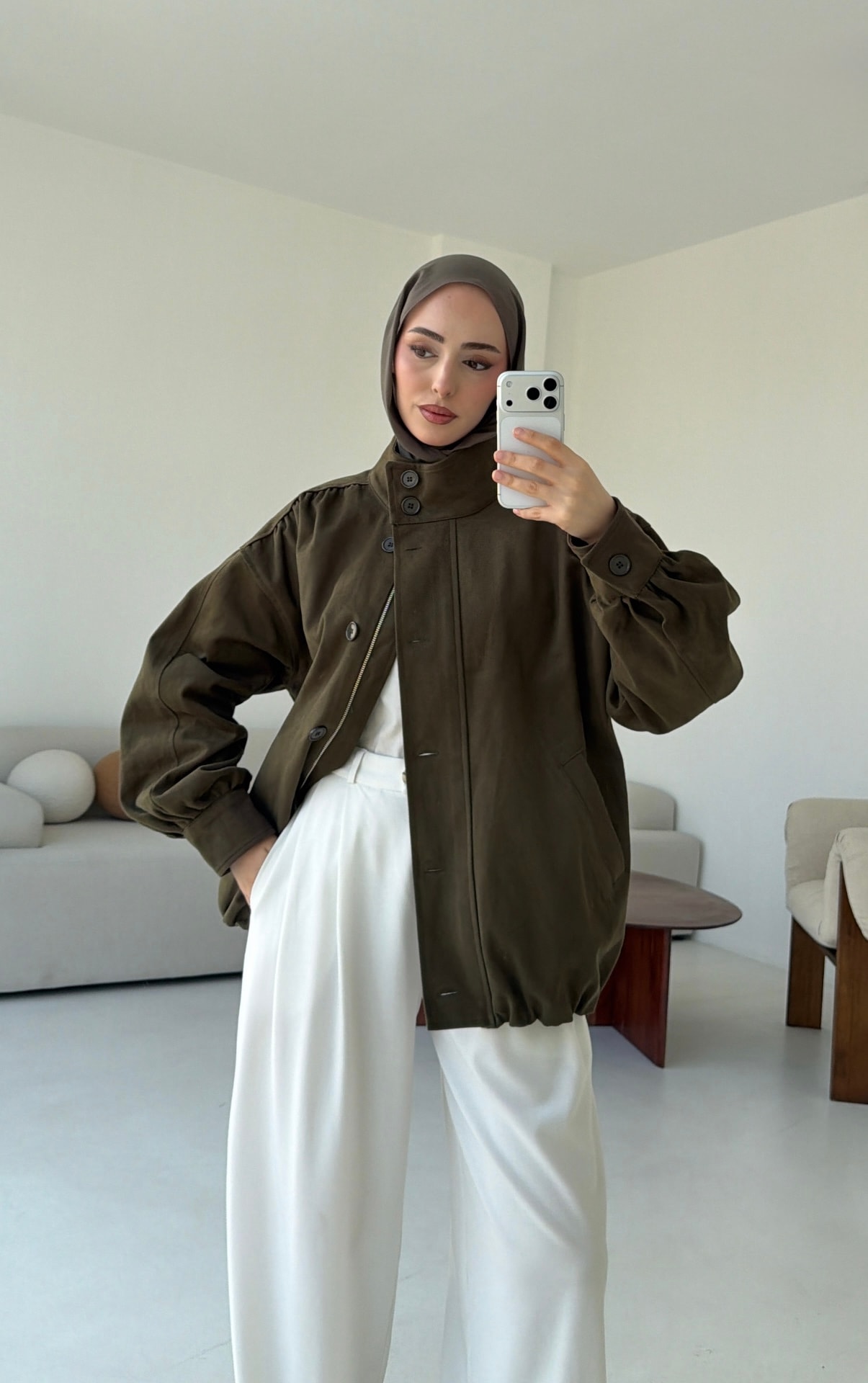 Bomber Gabardin Ceket Haki