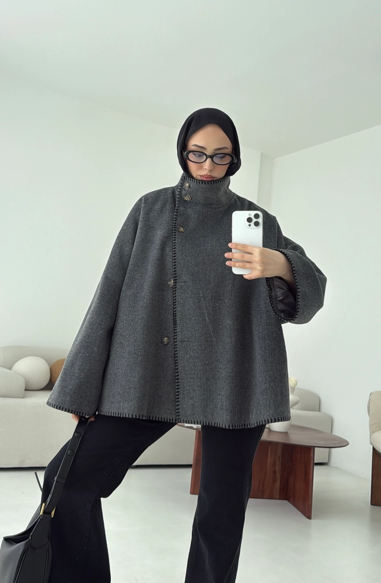 Nakış Detay Premium Kaban Antrasit