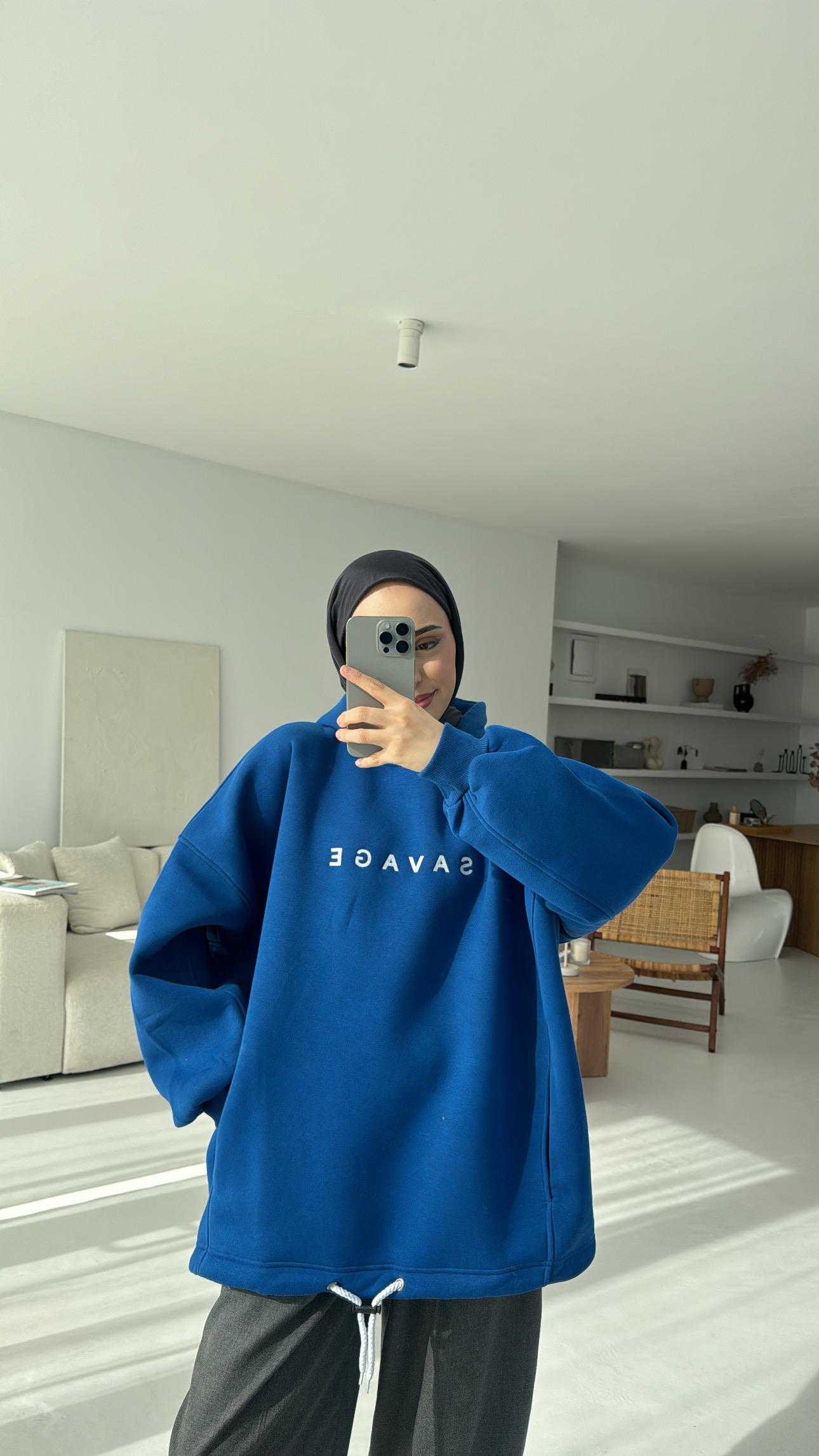 Savage Baskılı Swetshirt Saks