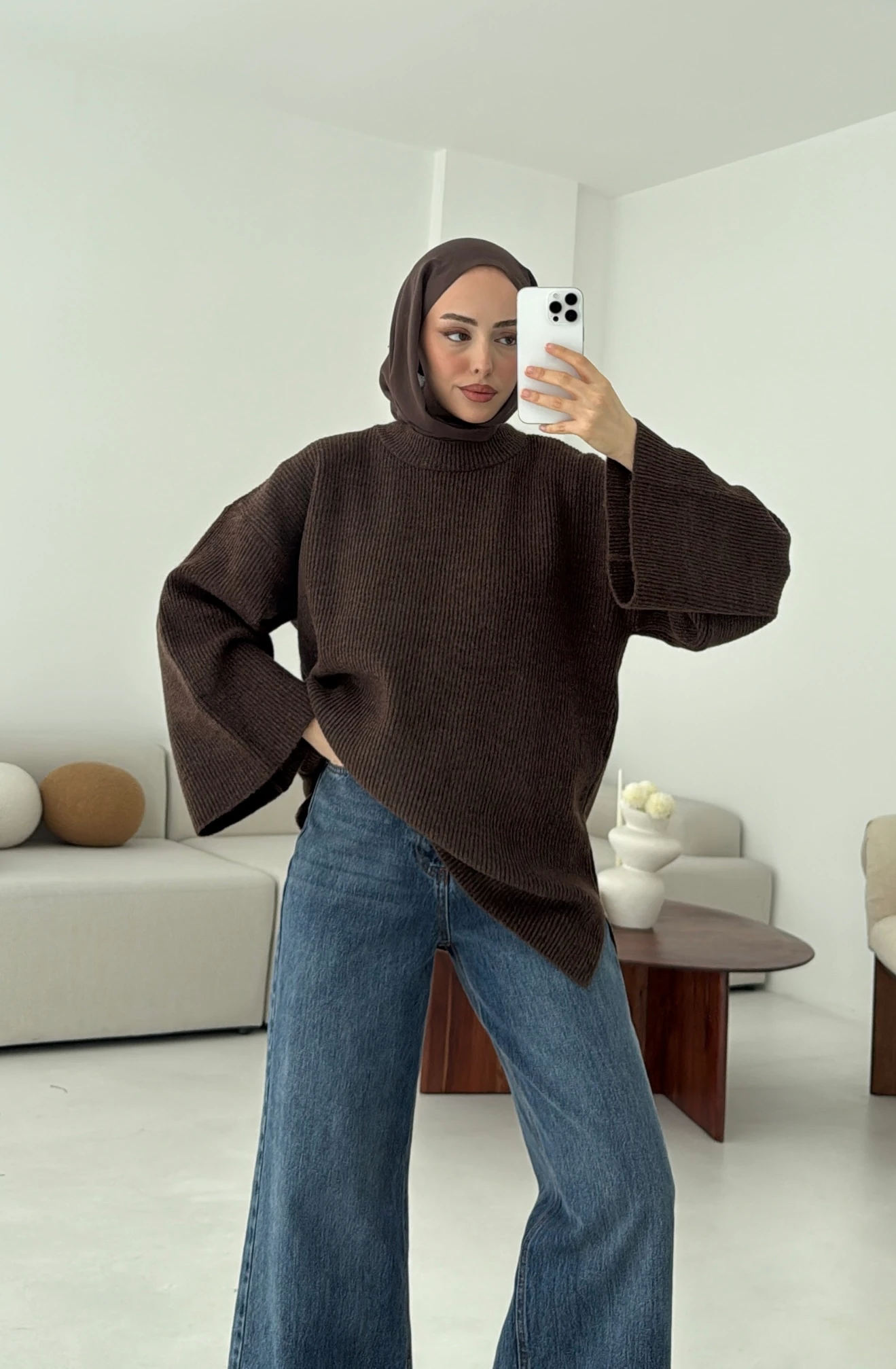  Premium Kalın Fitilli Kazak Kahve