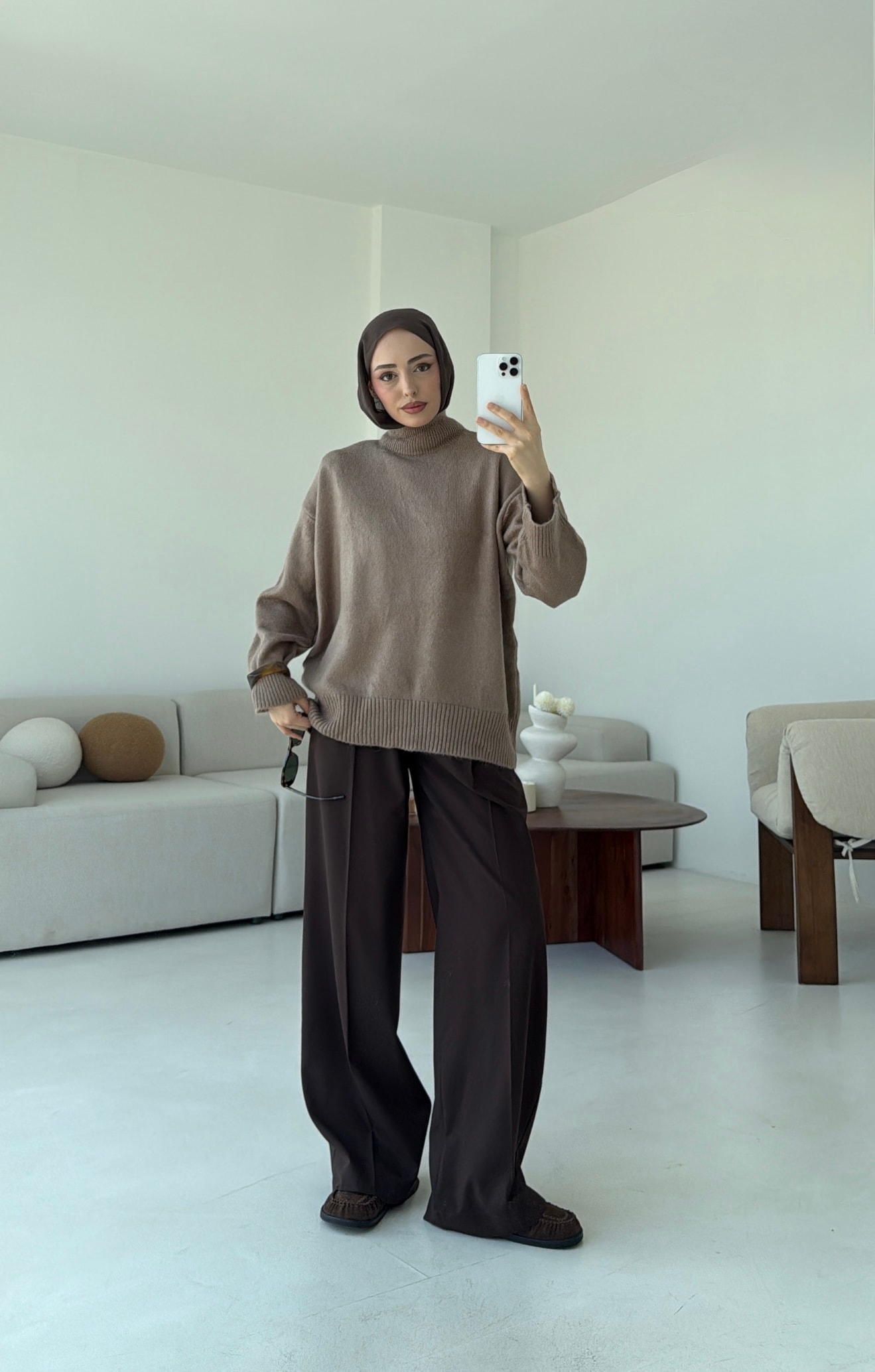 Yarım Yaka Triko Kazak Vizon