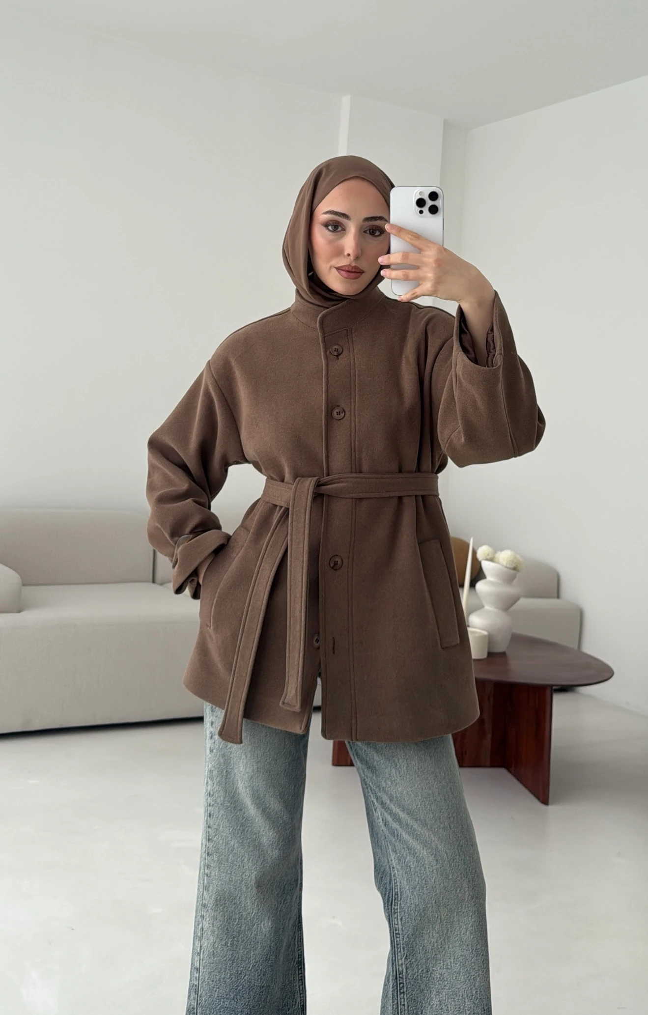 Hakim Yaka Atkılı Ceket/Kaban Camel