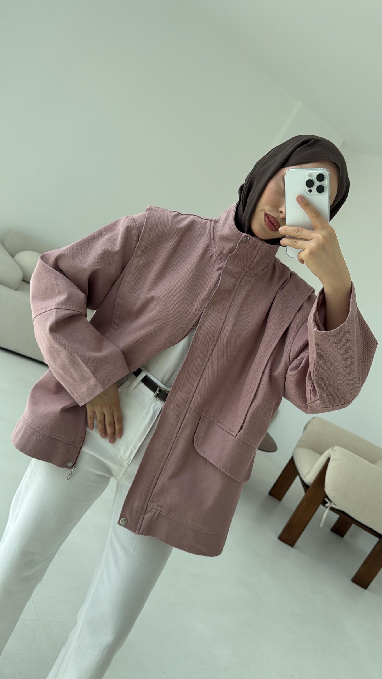 Premium Gabardin Tasarım Ceket Gül Kurusu