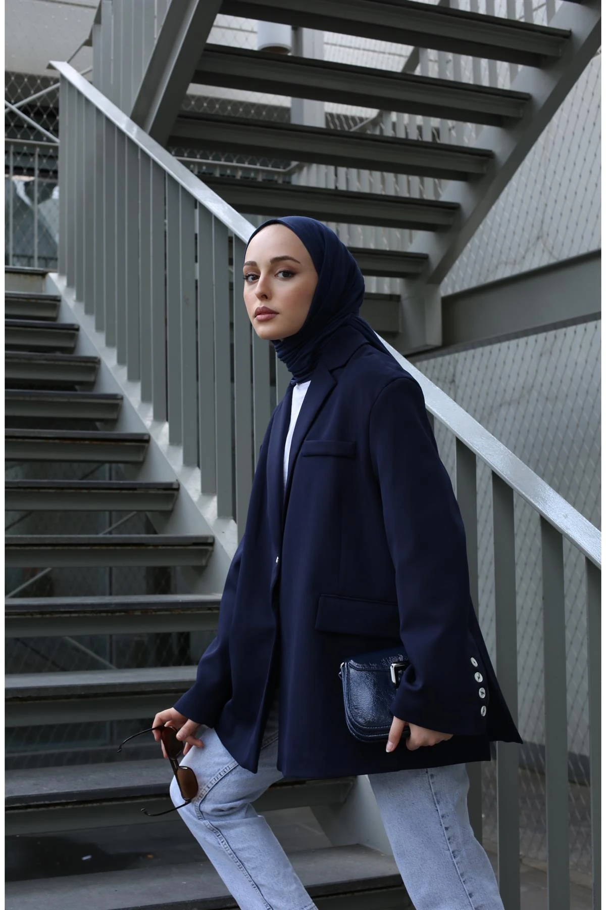 Lacivert Dadfit Oversize Blazer