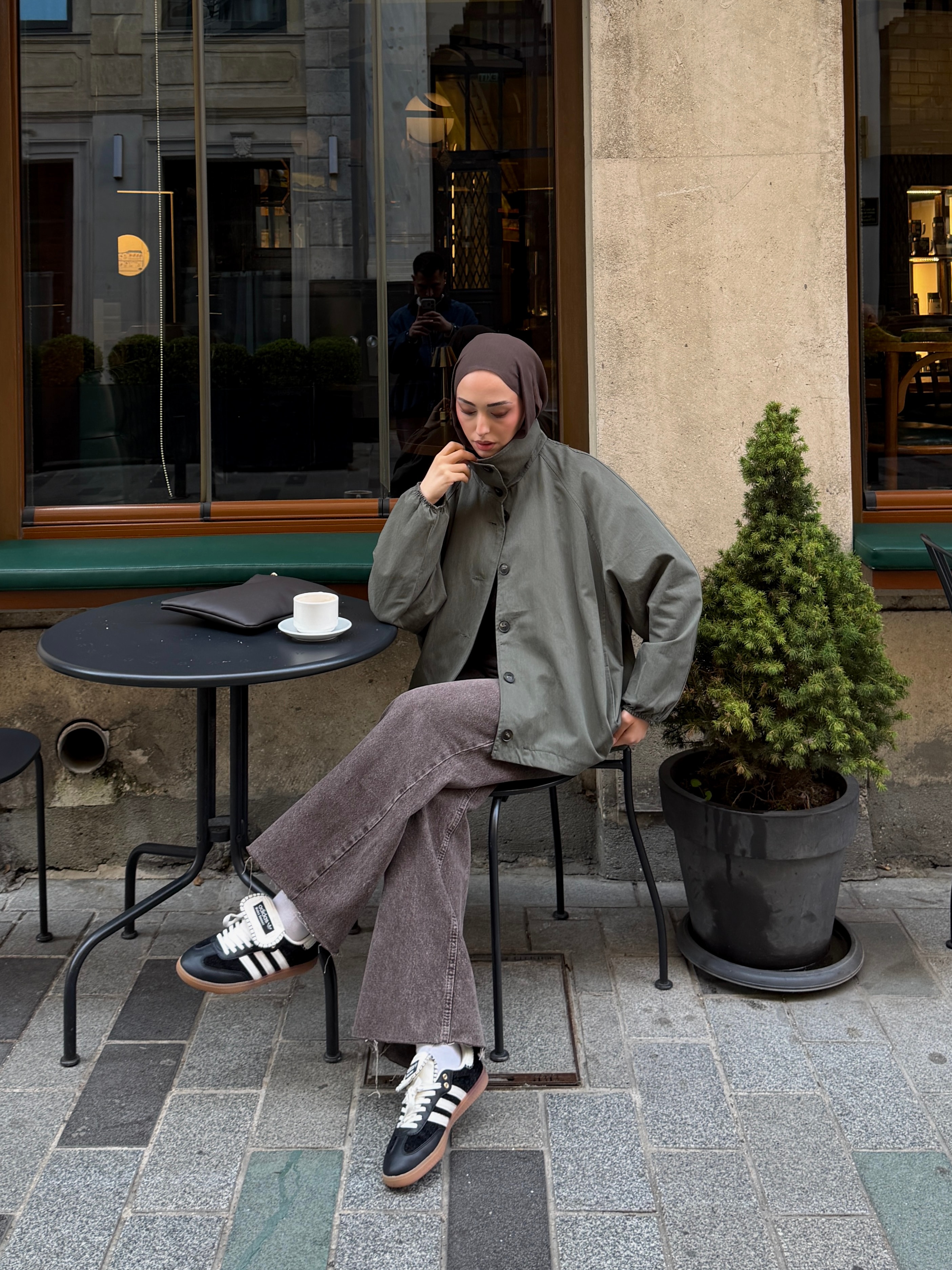 Dik Yaka Bomber Trençkot Haki