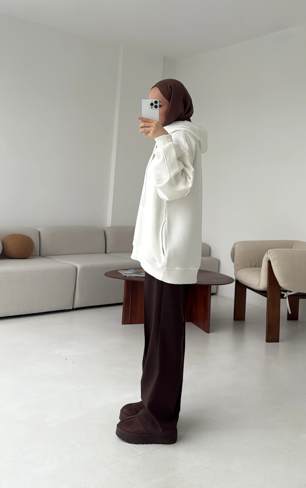 Kolu Pile Detay Oversize Sweatshirt Ekru