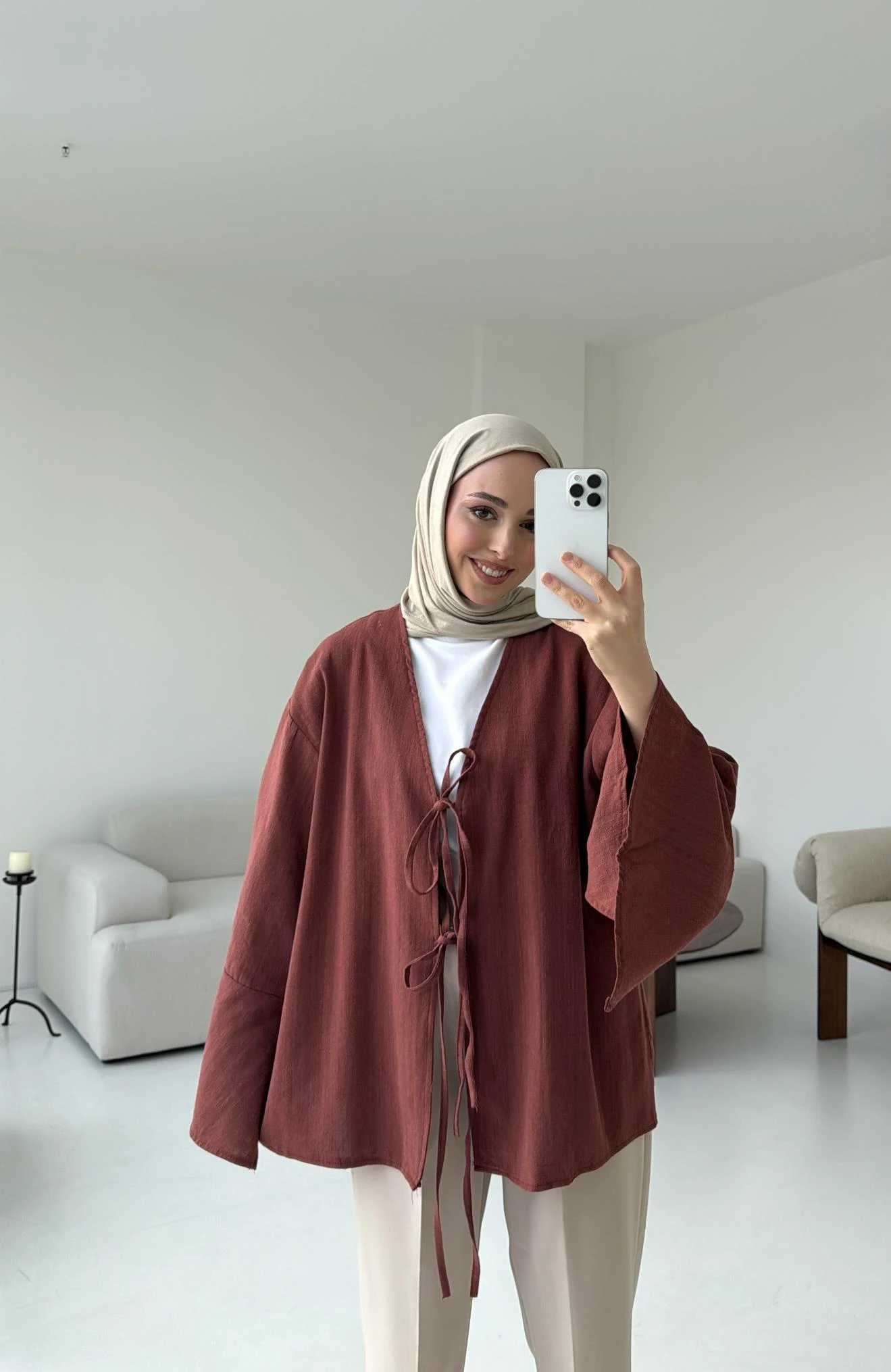 Kol Detay Kimono Kiremit