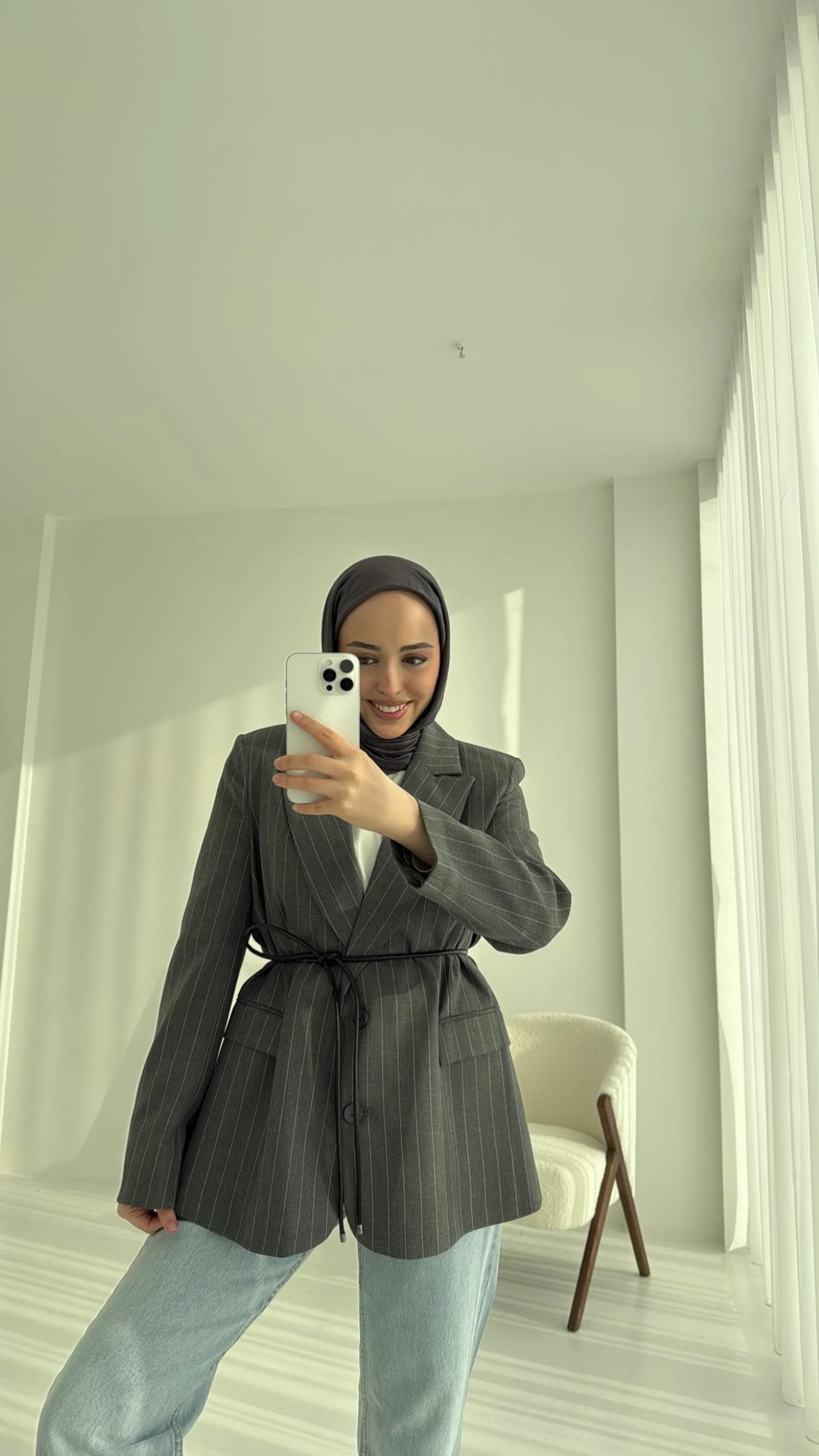 Kemer Detaylı Blazer Ceket Antrasit