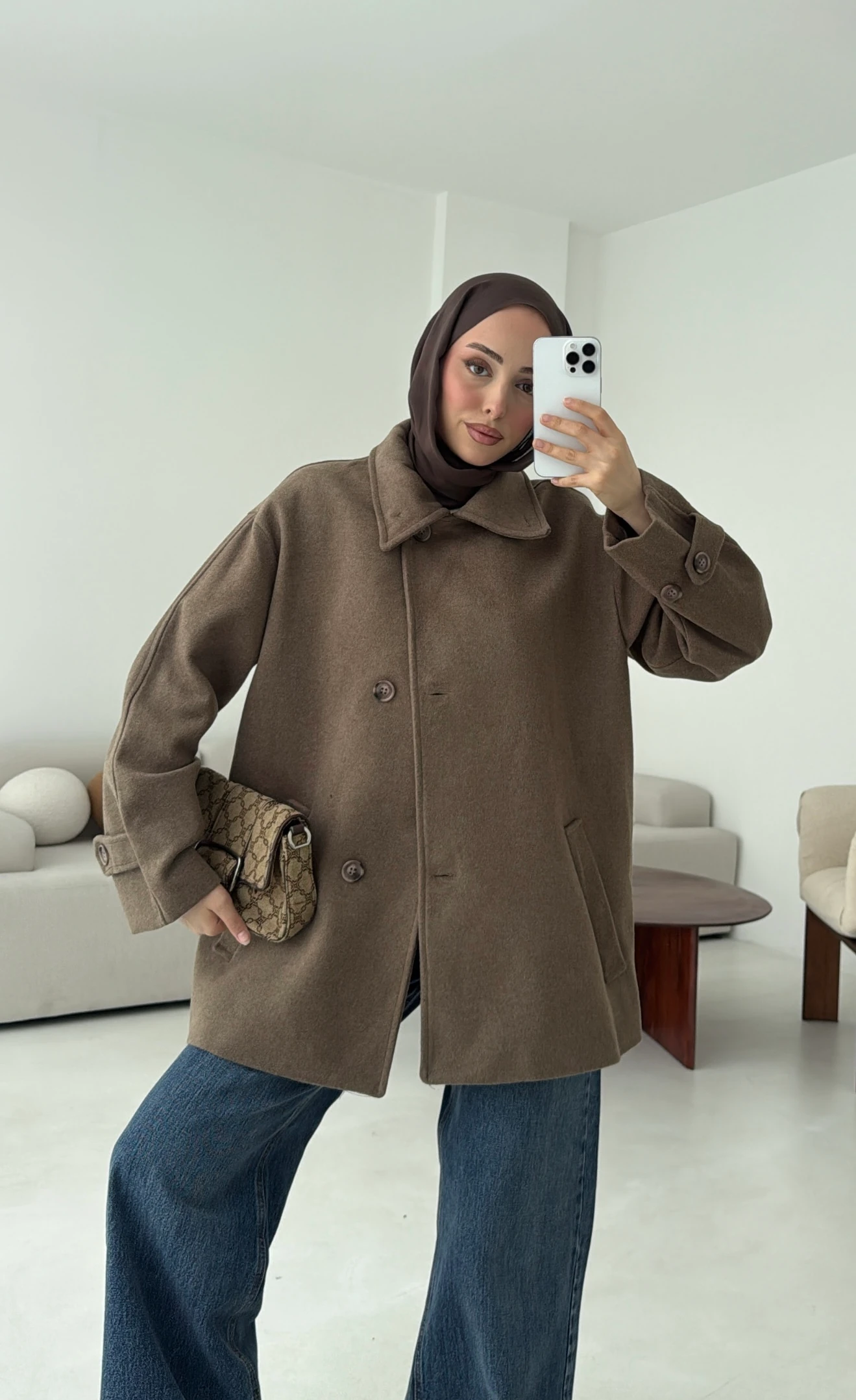 Sütlü Kahve Orta Boy Kaşe Kaban