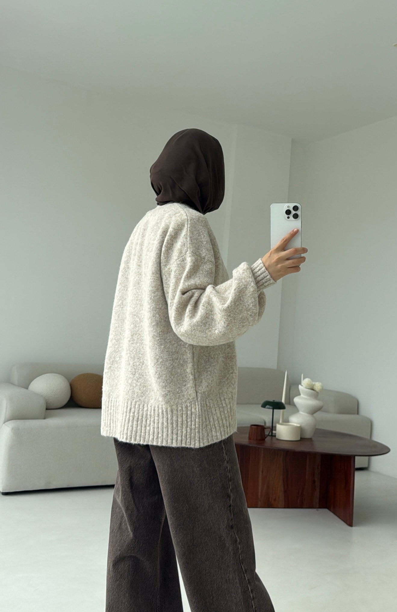 Balon Kol Yumuşak Kazak Bej