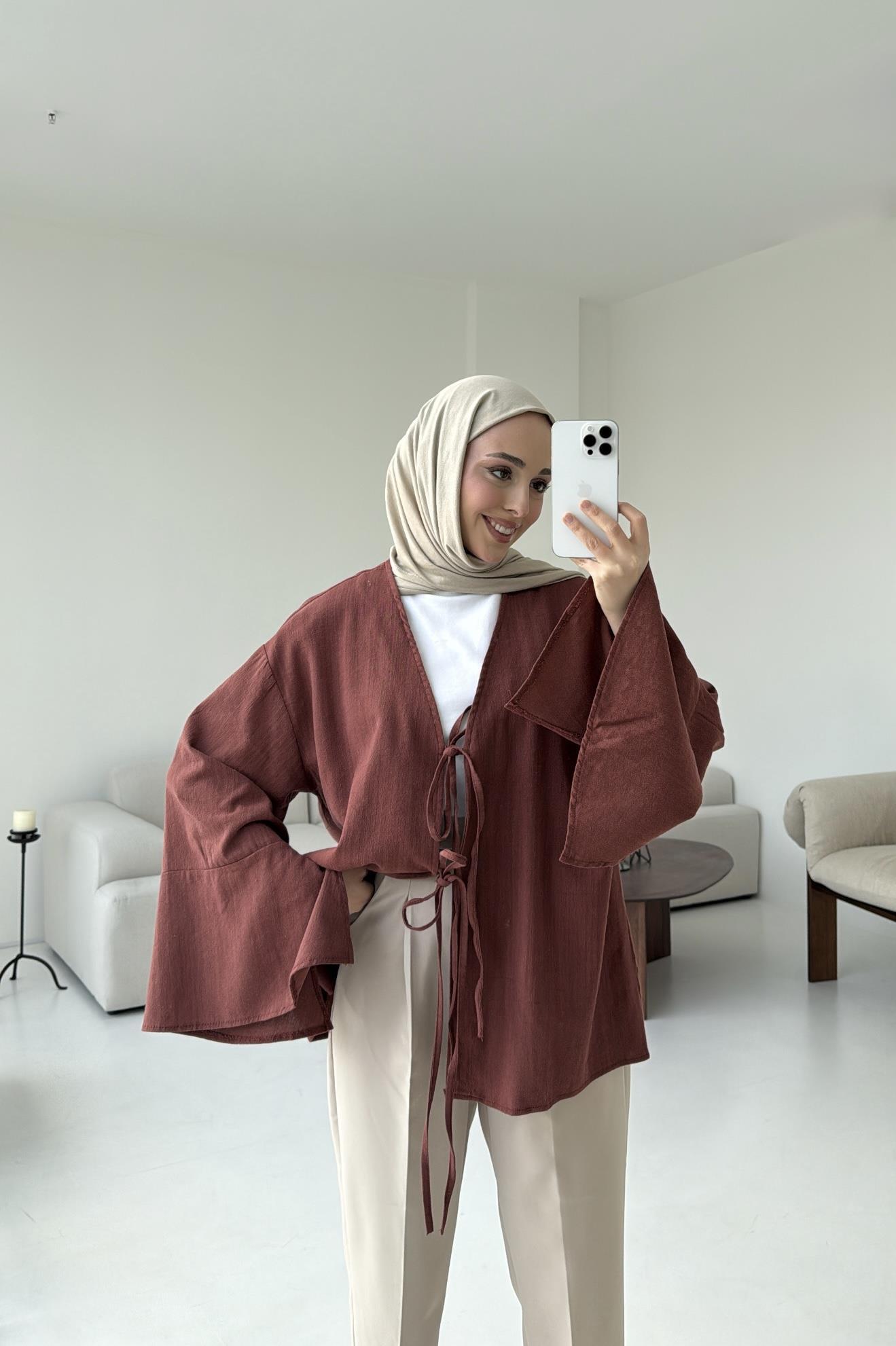 Kol Detay Kimono Kiremit