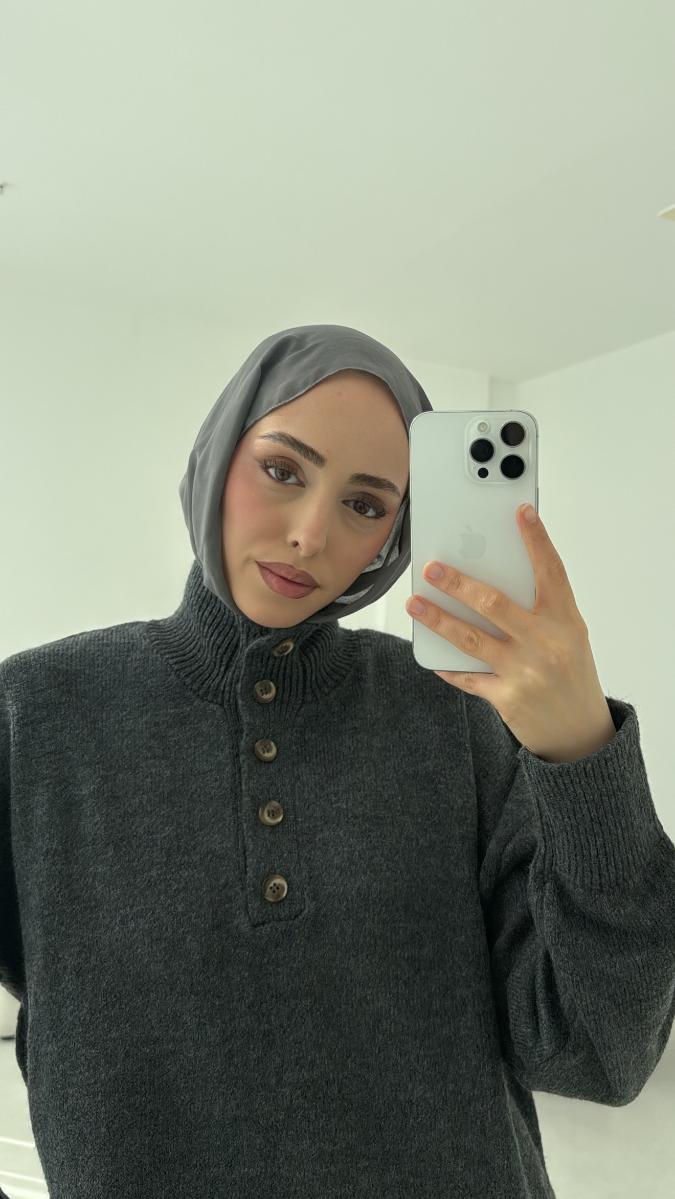 Kolları Düğme Detay Triko Kazak Antrasit