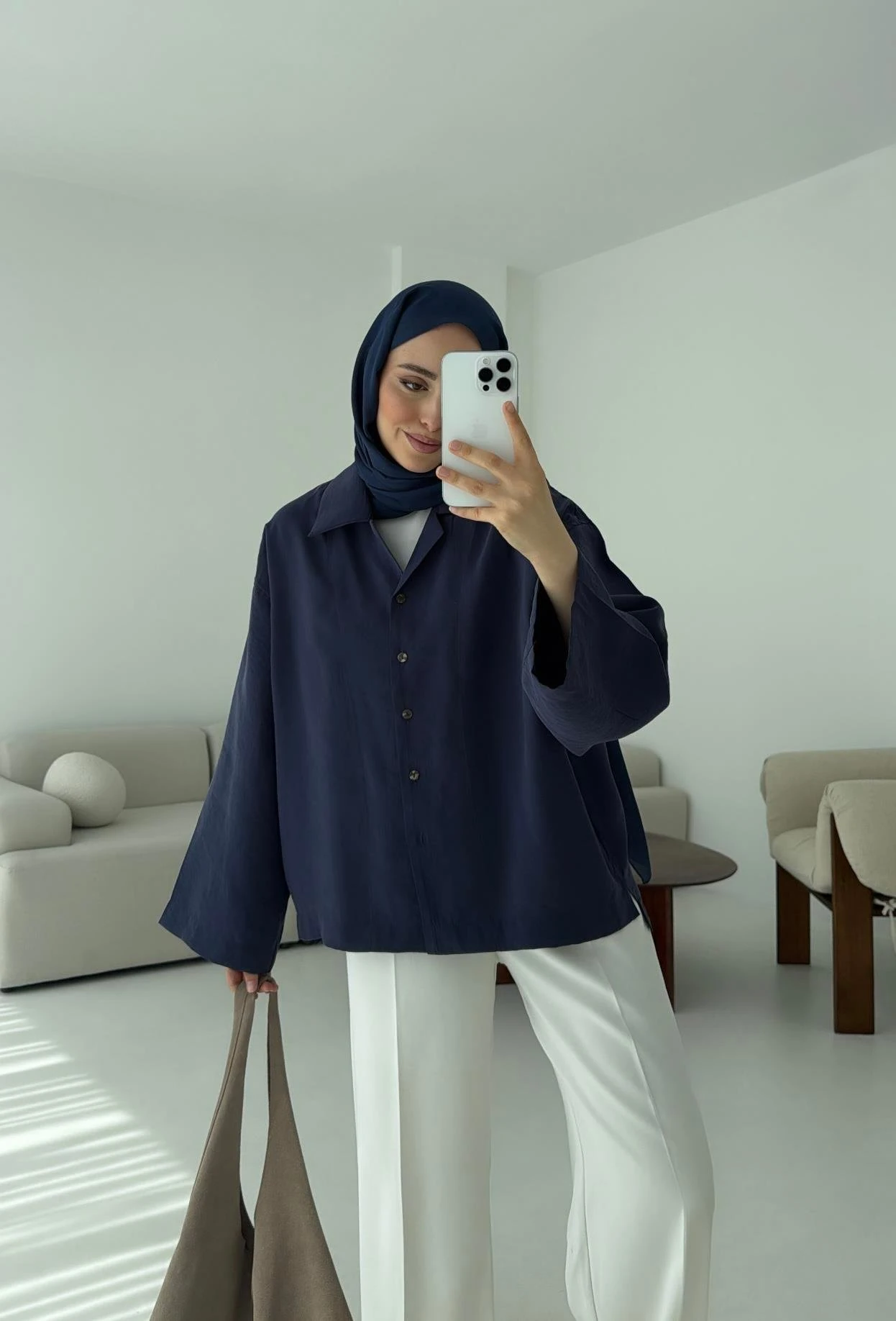 Oversize Gömlek Lacivert