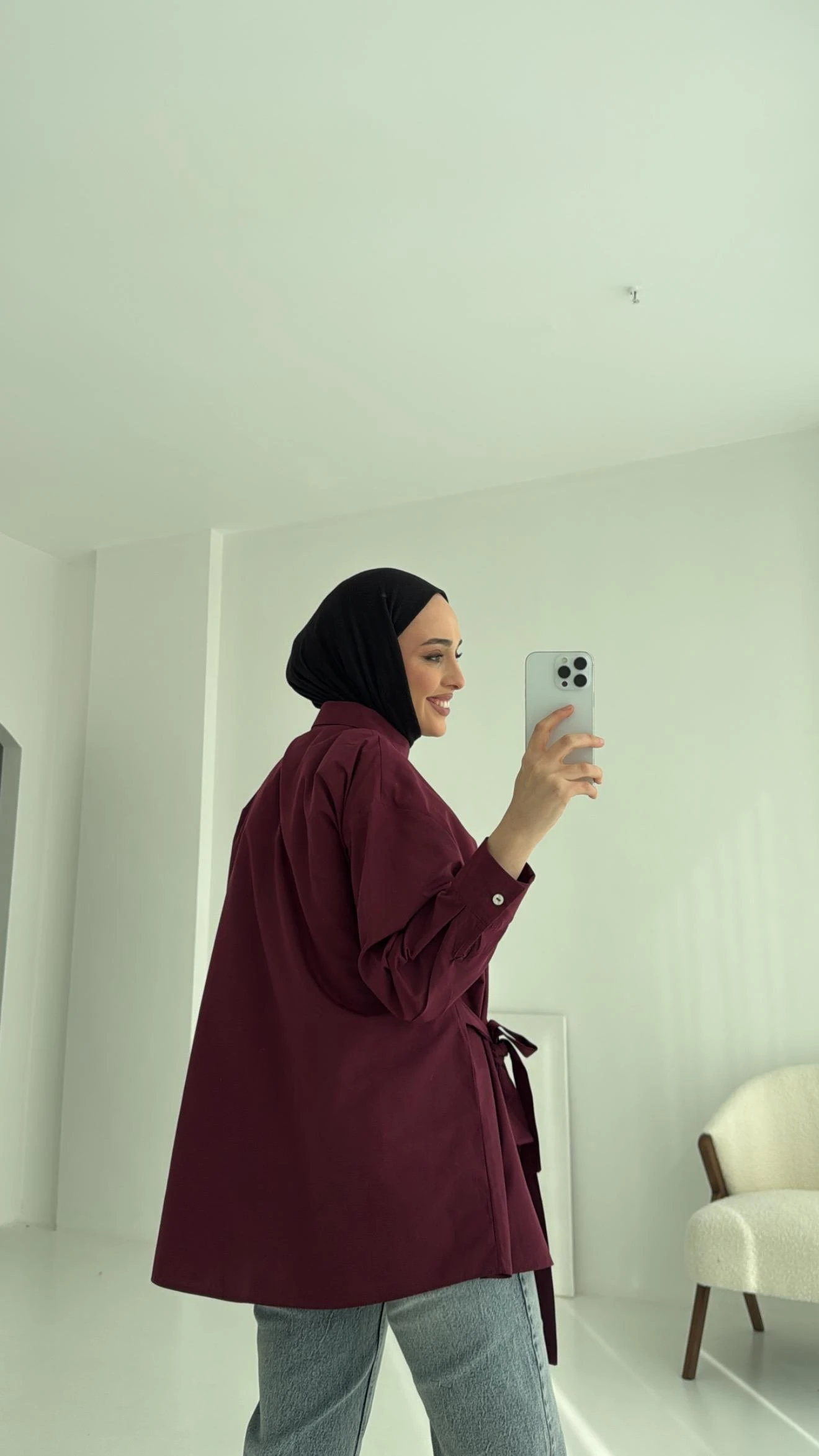 Çapraz Kuşak Gömlek Bordo