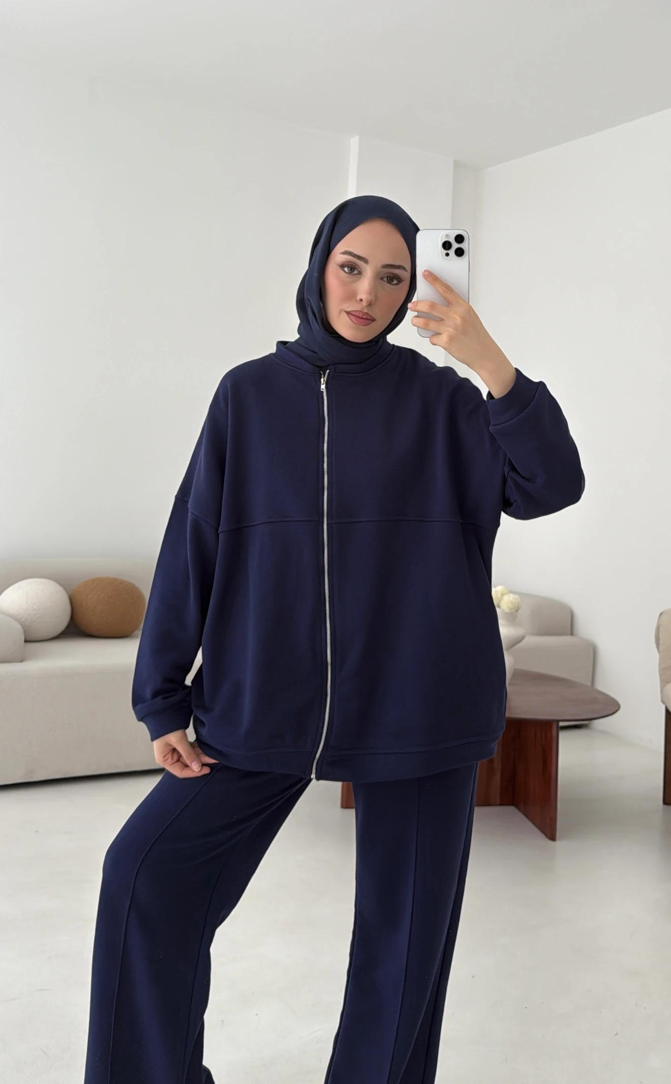 Fermuarlı 3 İplik Takım Lacivert