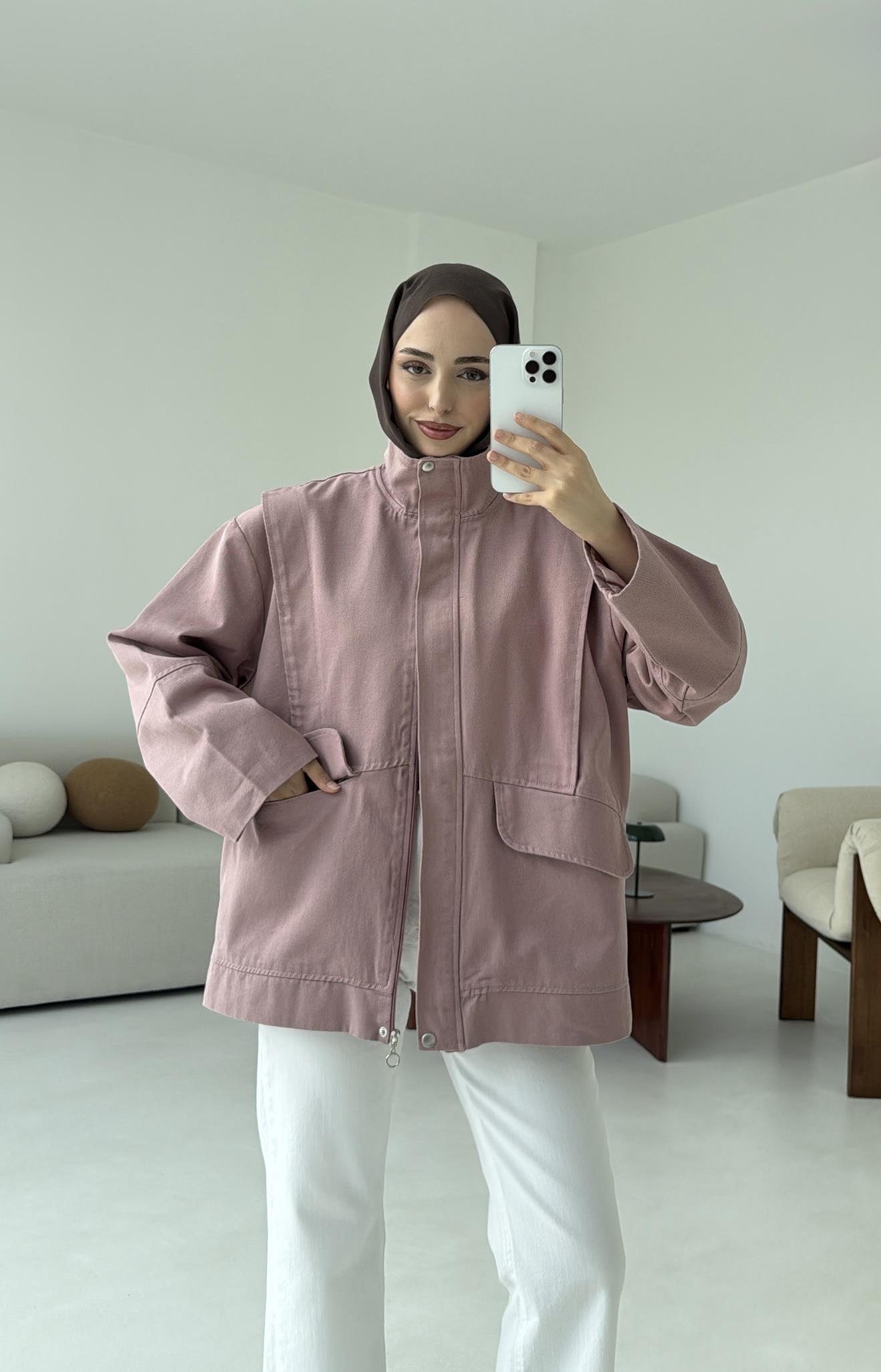 Premium Gabardin Tasarım Ceket Gül Kurusu