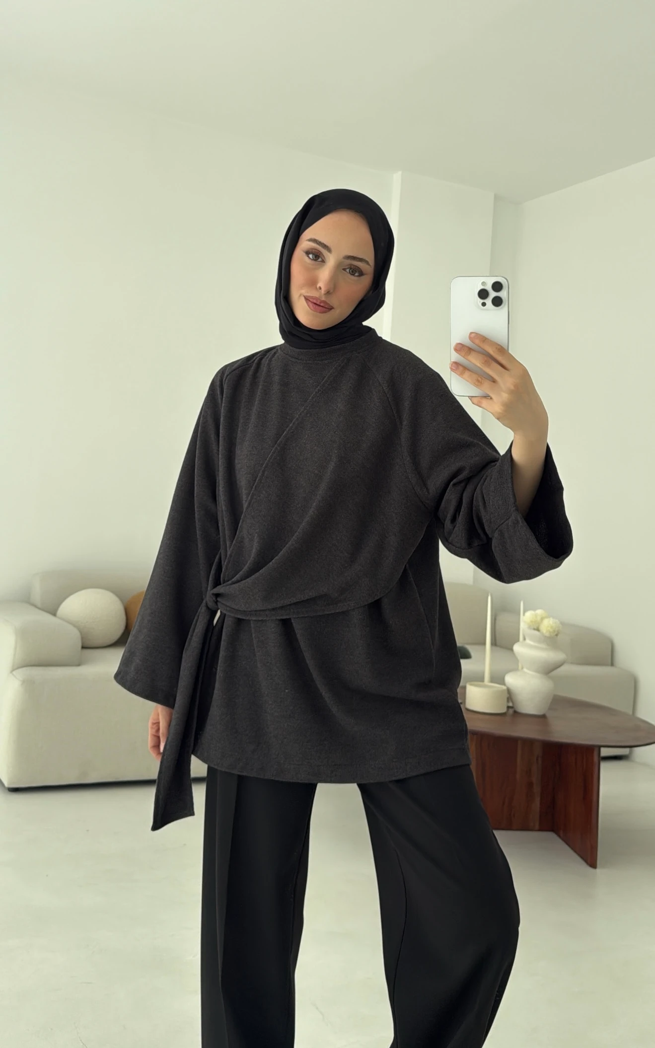 Yandan Şallı Tunik Antrasit 