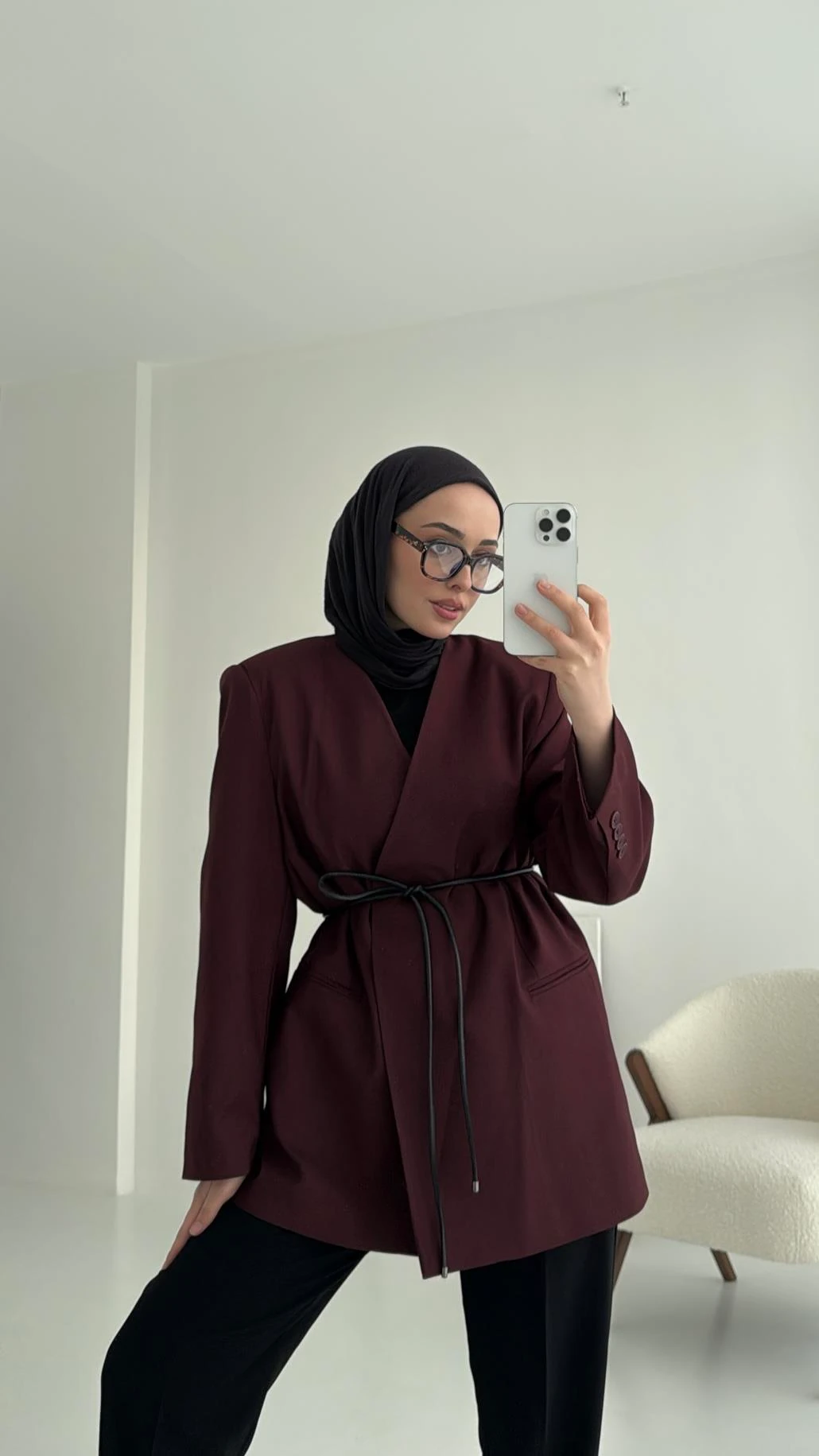 Hakim Yaka Blazer Ceket Bordo