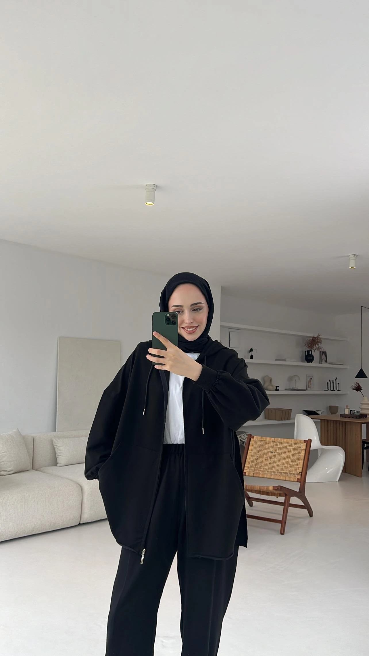 Fermuarlı Dikişsiz Takım Siyah