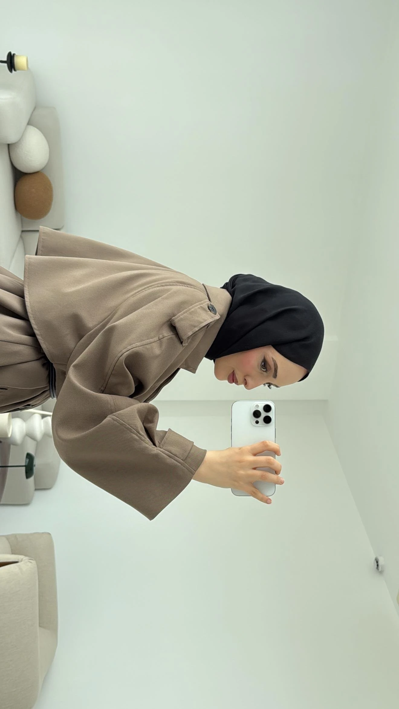 Deri Kemerli Trençkot Vizon