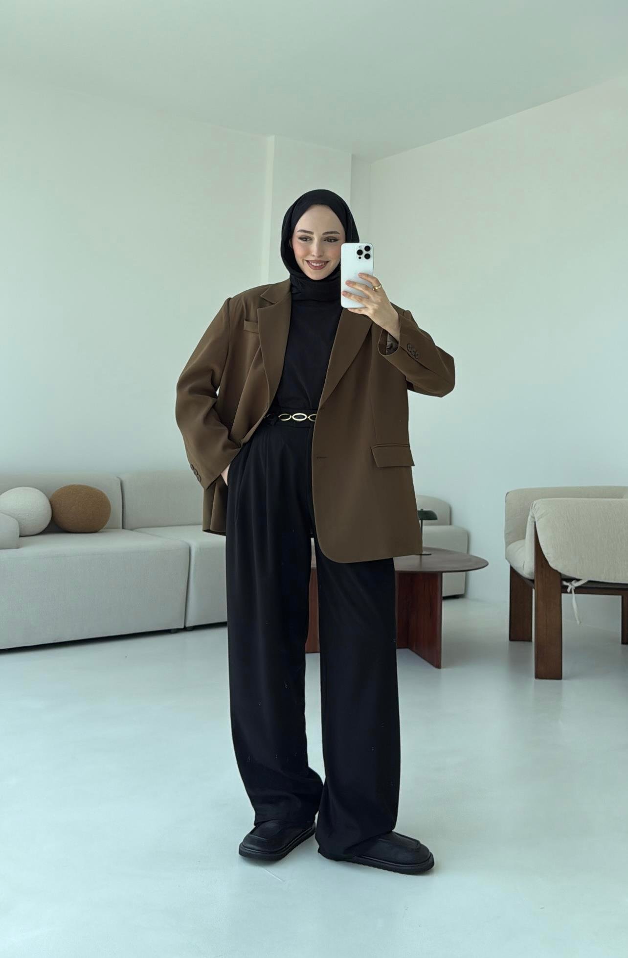 Çift Dügmeli Oversize Blazer Ceket