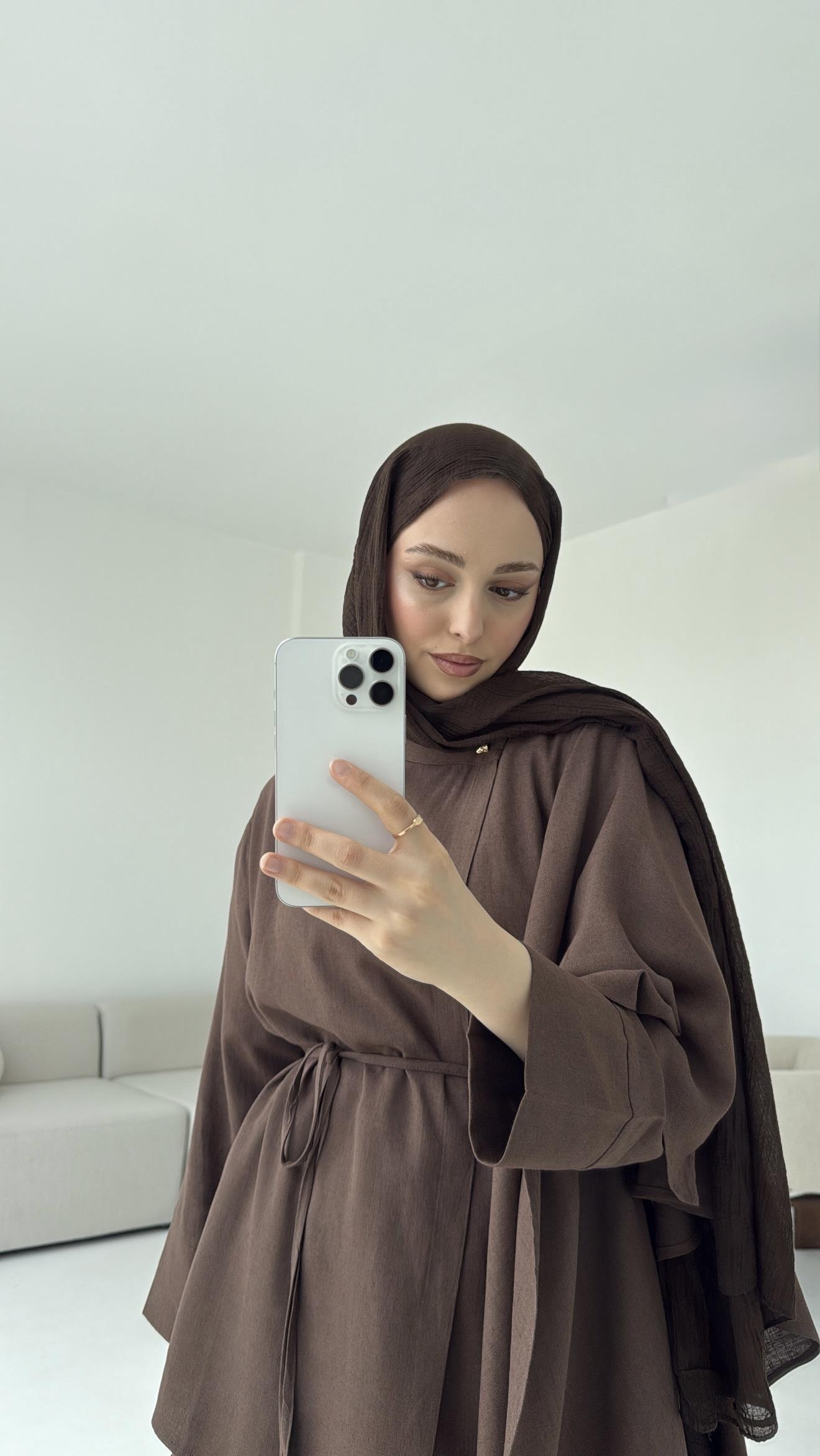 Volanlı Kimono Takım Kahve