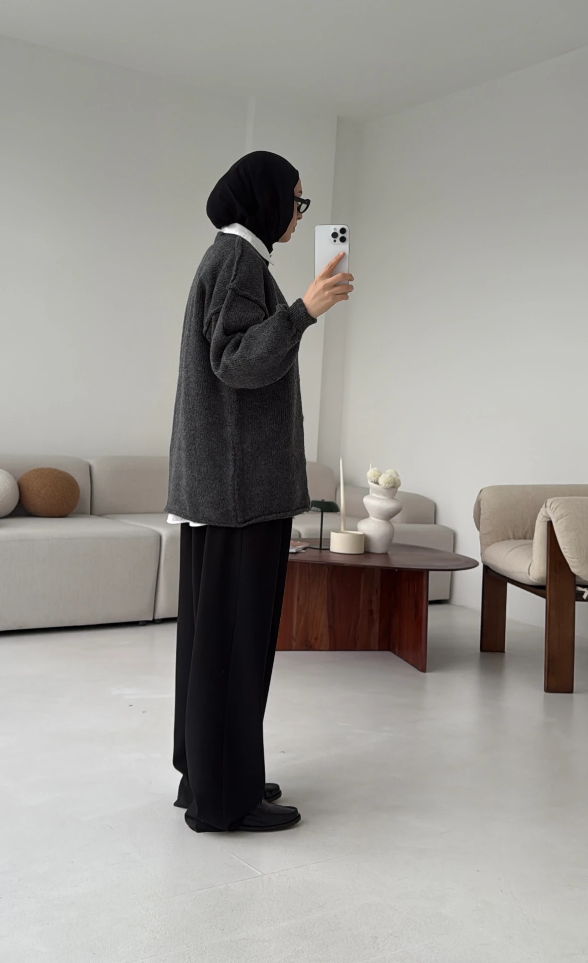 Düğmeli Triko Hırka Antrasit