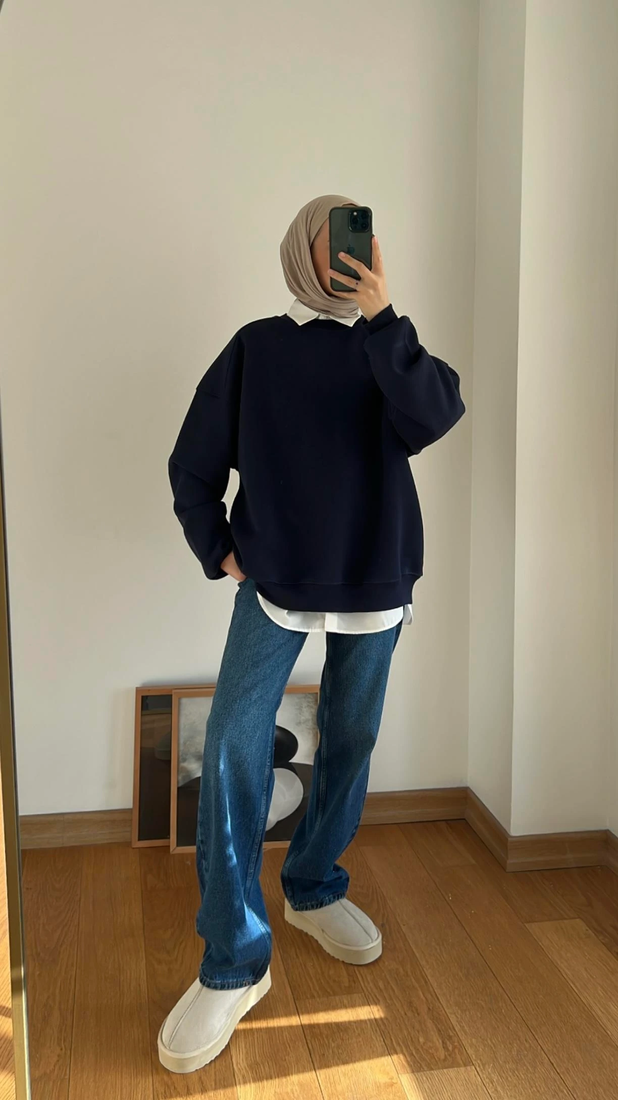 Oversize Lacivert Sweatshirt