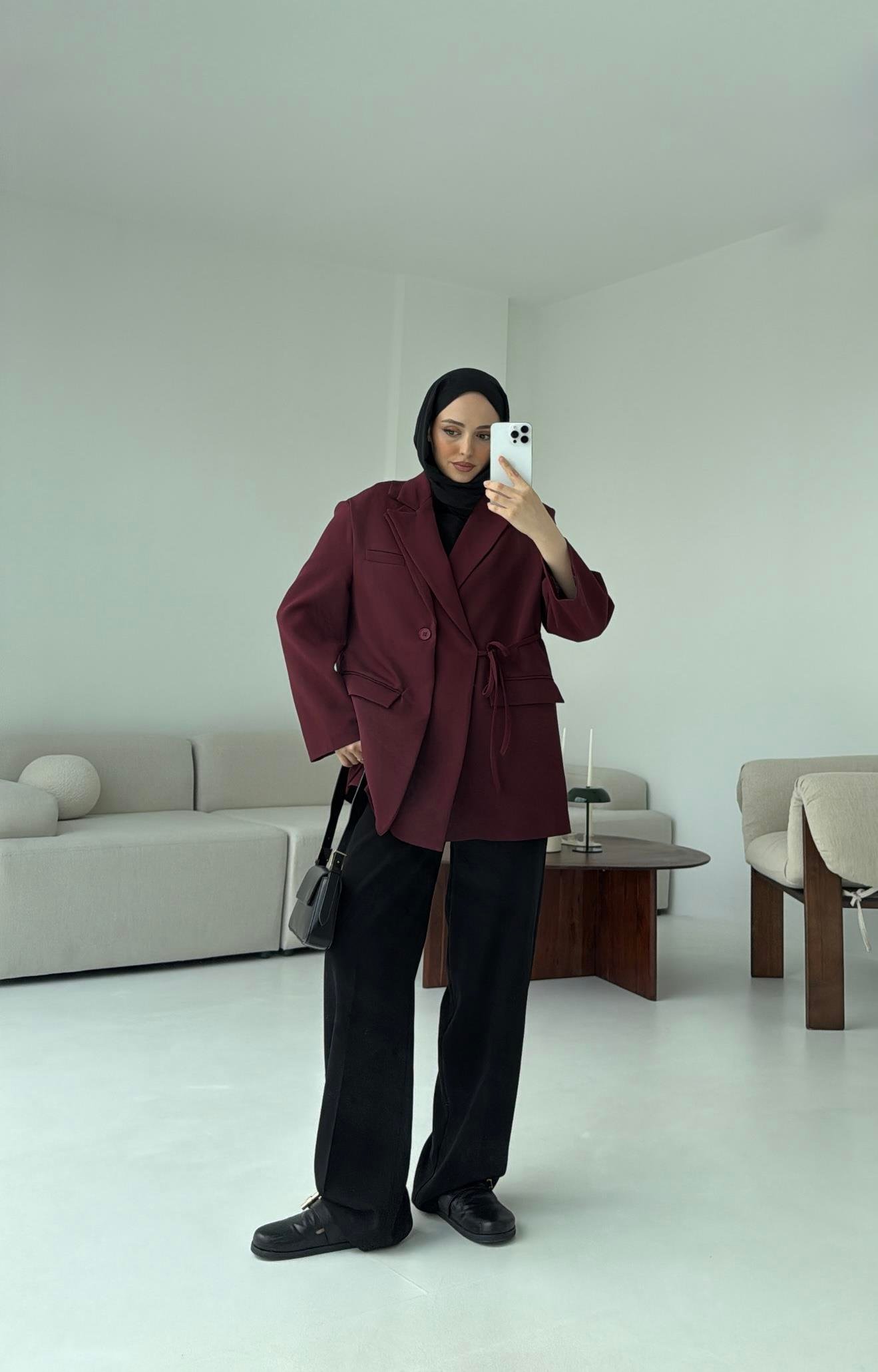 Tasarım Blazer Ceket Bordo