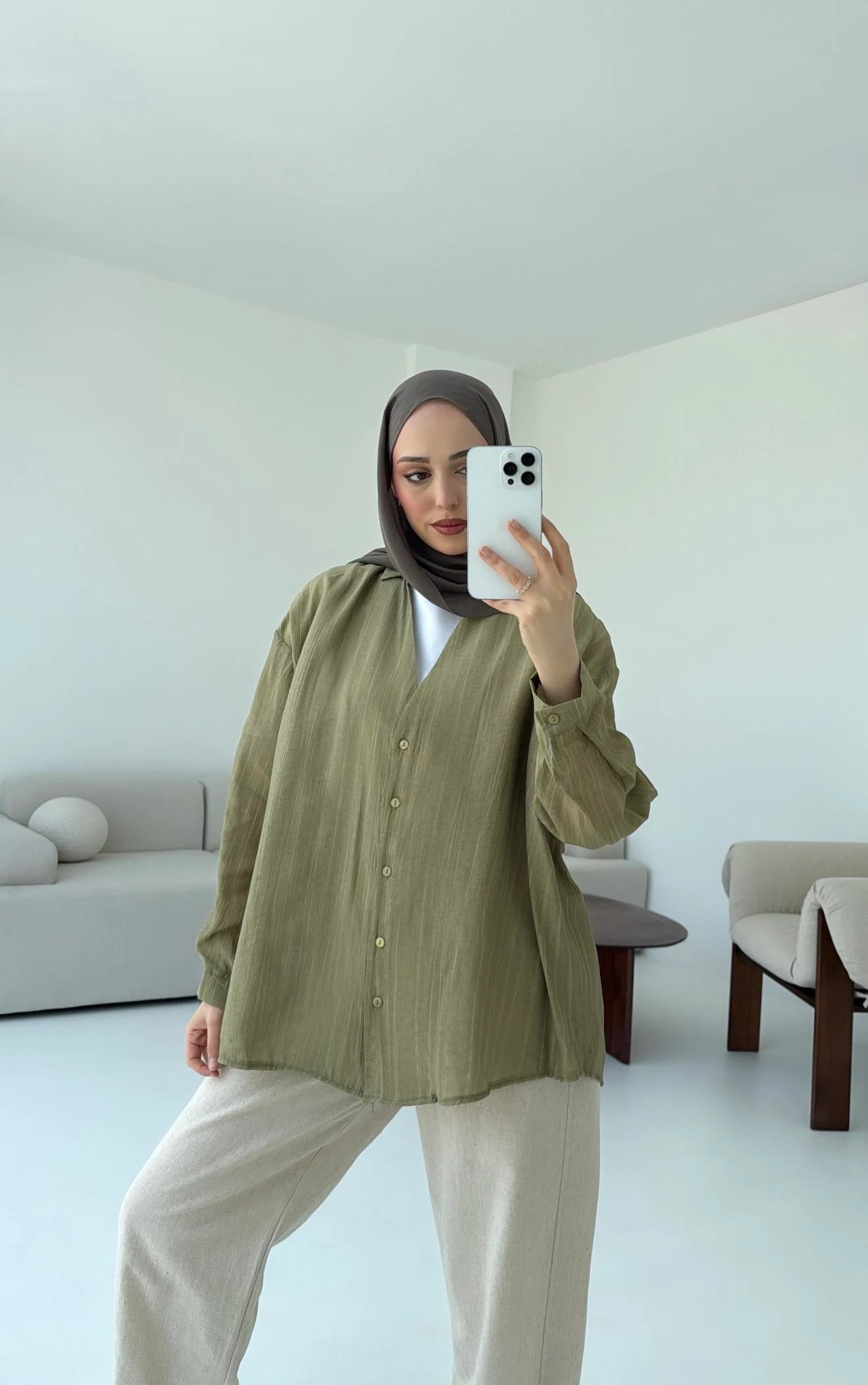 V Yaka Salaş Gömlek Yeşil