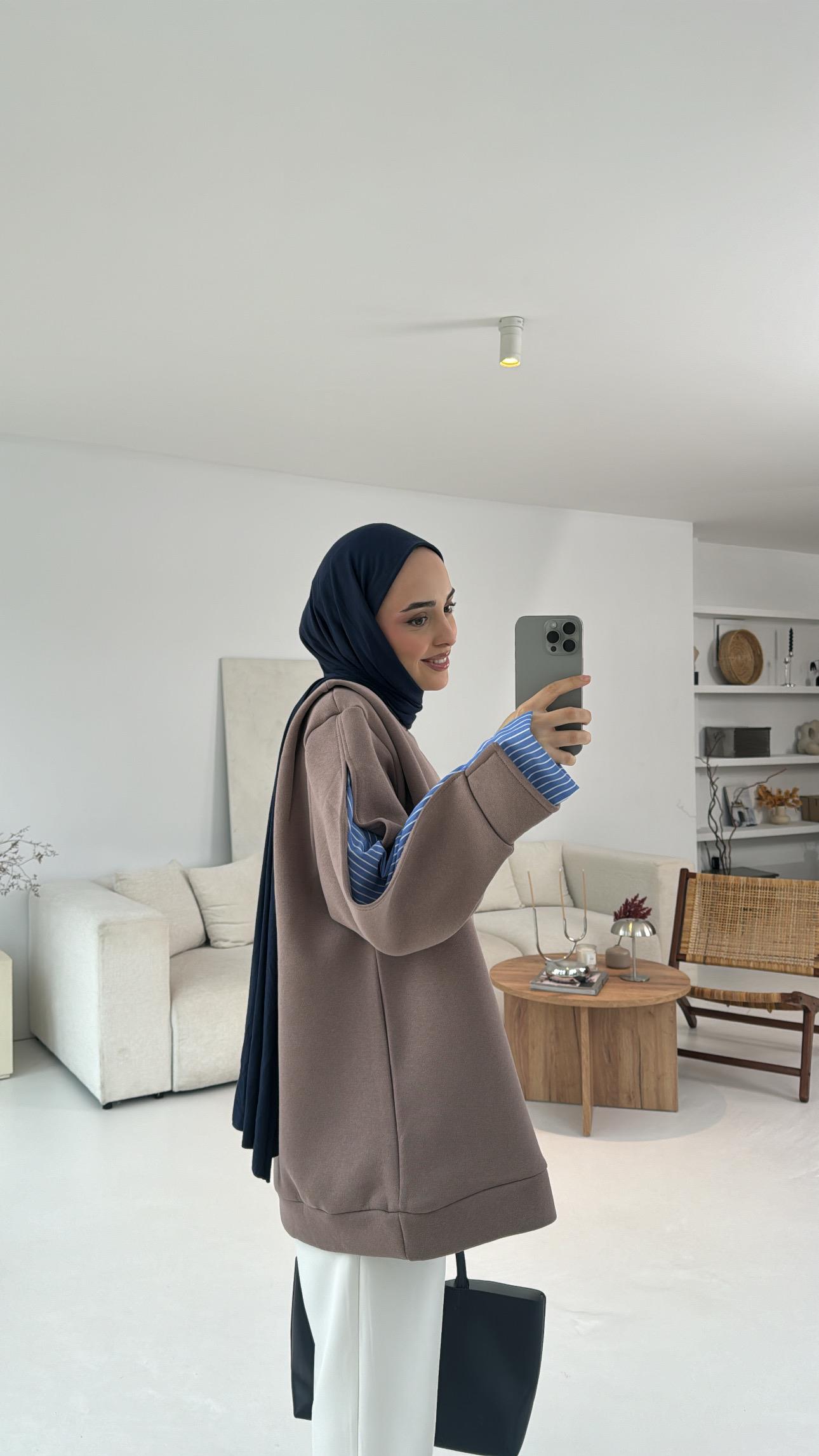 Gömlek Detaylı Sweatshirt Vizon