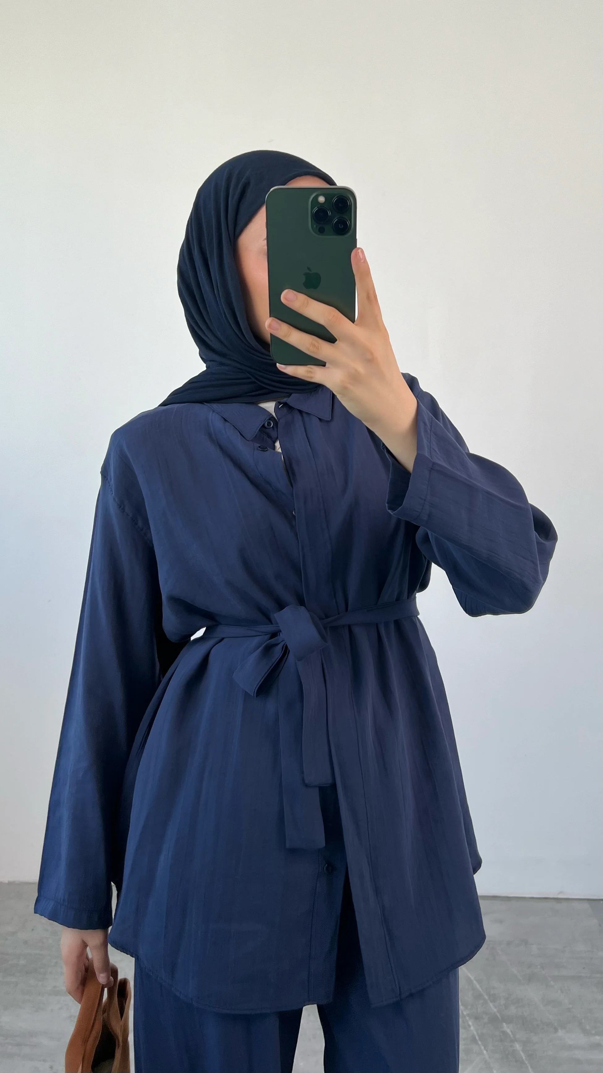 Tencel Seyyar Kemerli Takım Lacivert