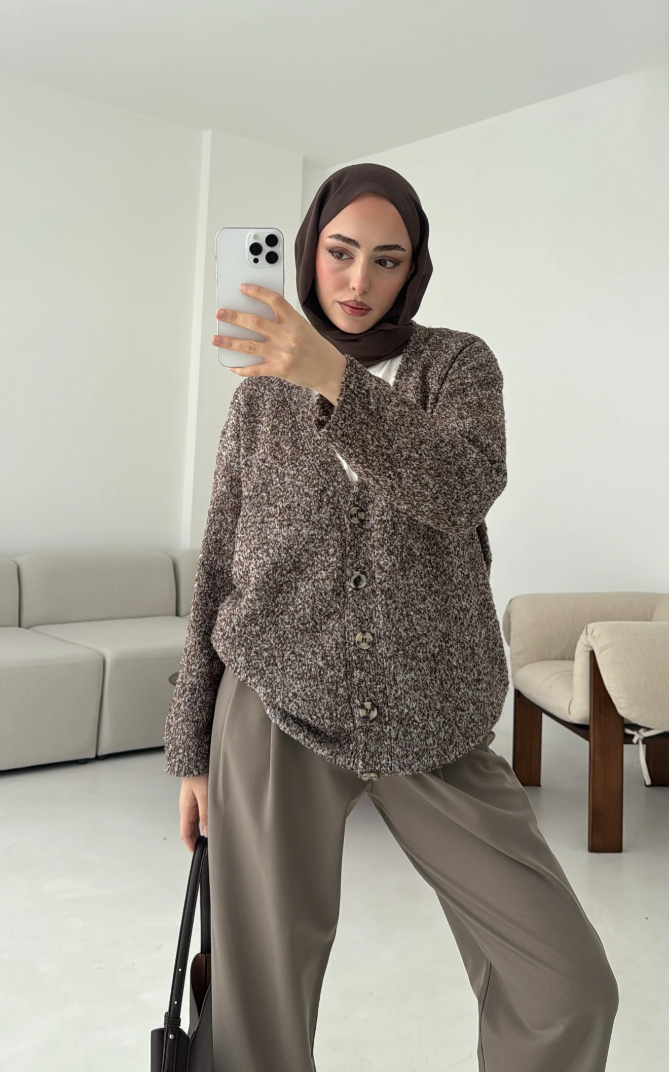 Kahve Benekli Hırka 