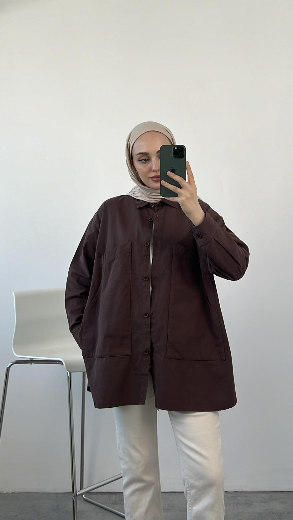 Gabardin İnce Yazlık Ceket Kahve