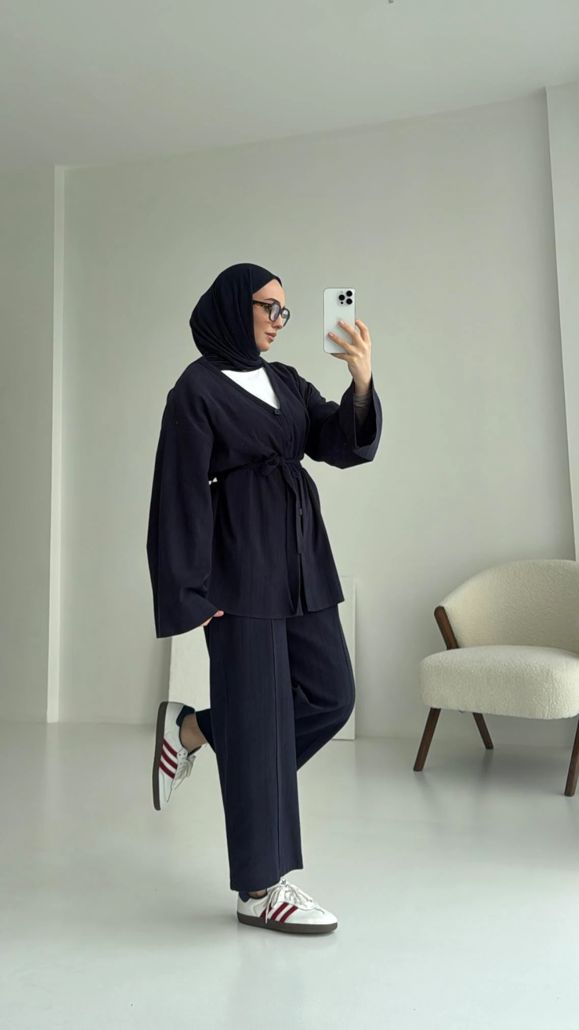 Bağcıklı Buluz Takım Lacivert