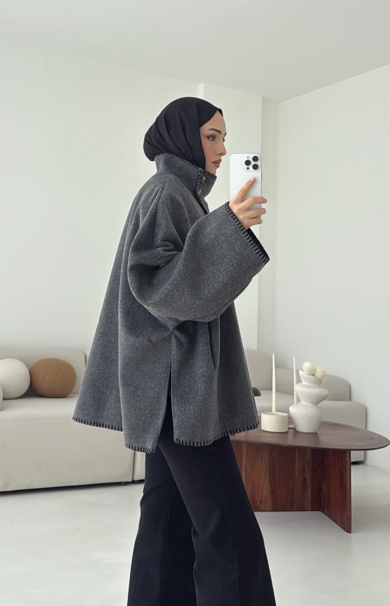 Nakış Detay Premium Kaban Antrasit