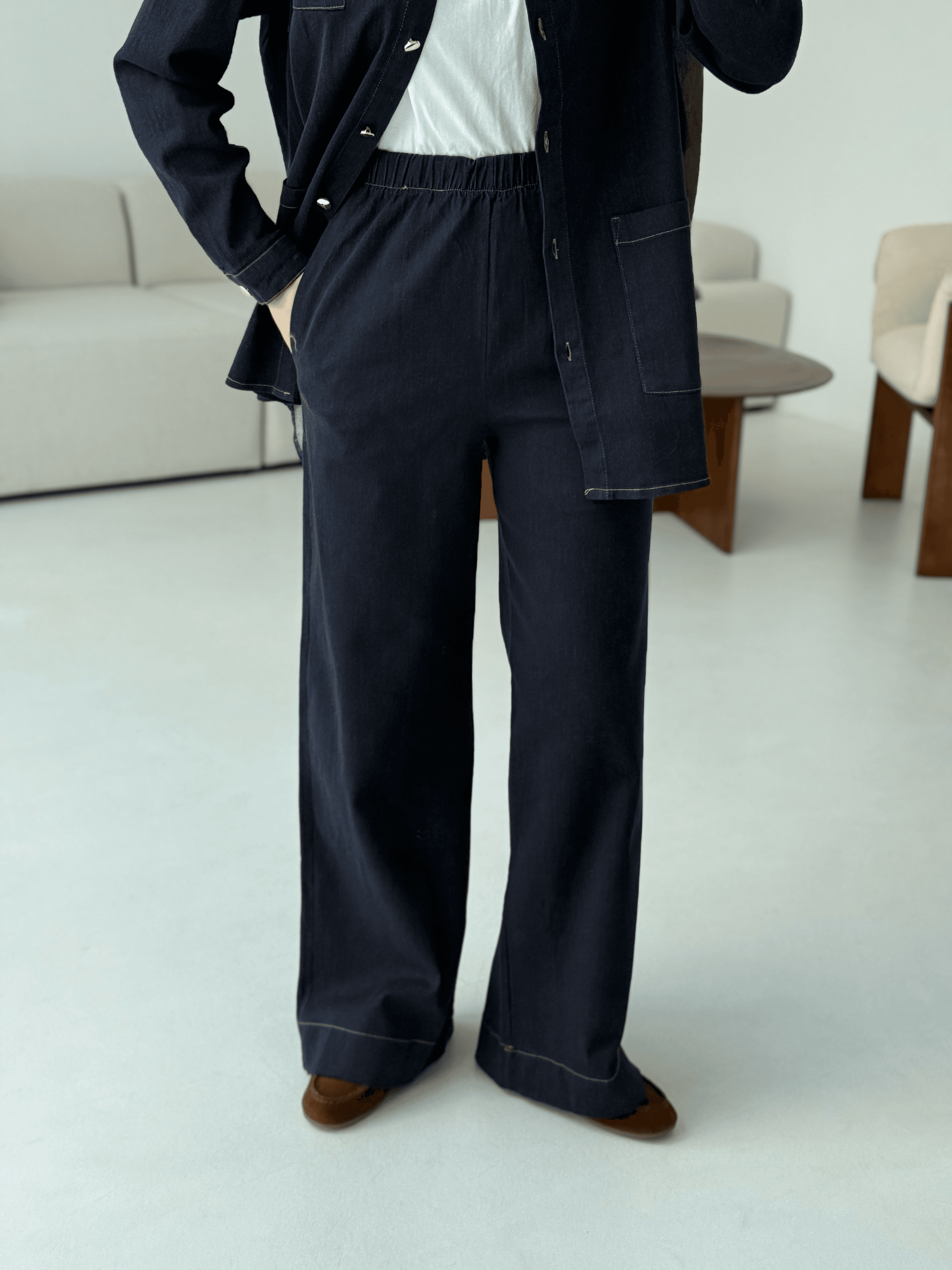 Likralı Denim Takım