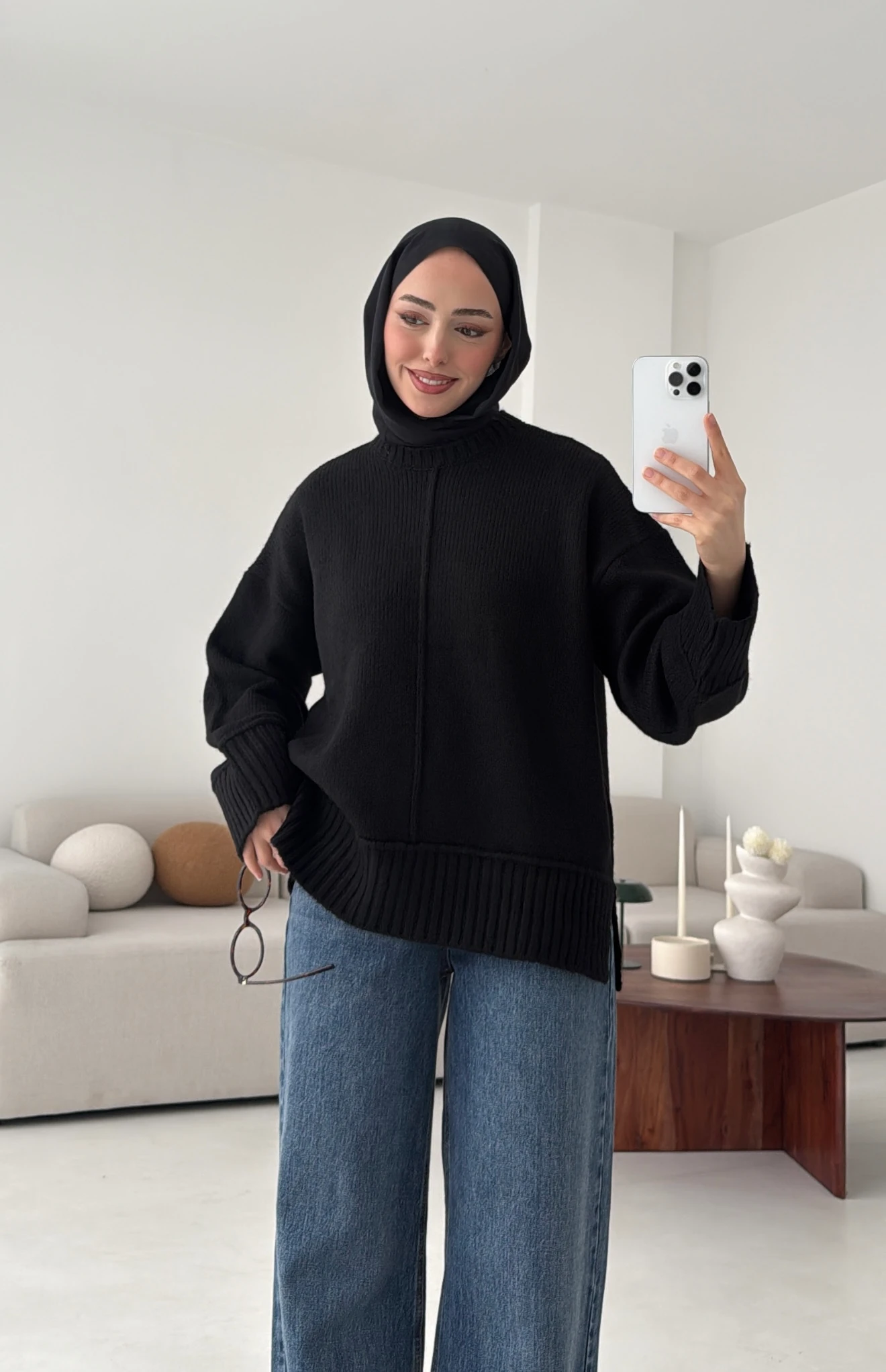 Kalın Manşet Kazak Siyah