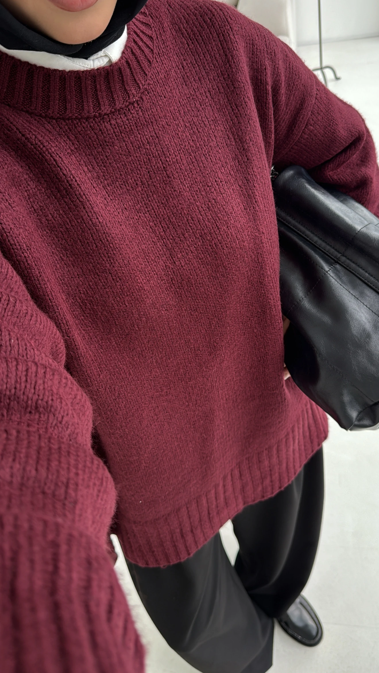 Oversize Soft Triko Kazak Bordo