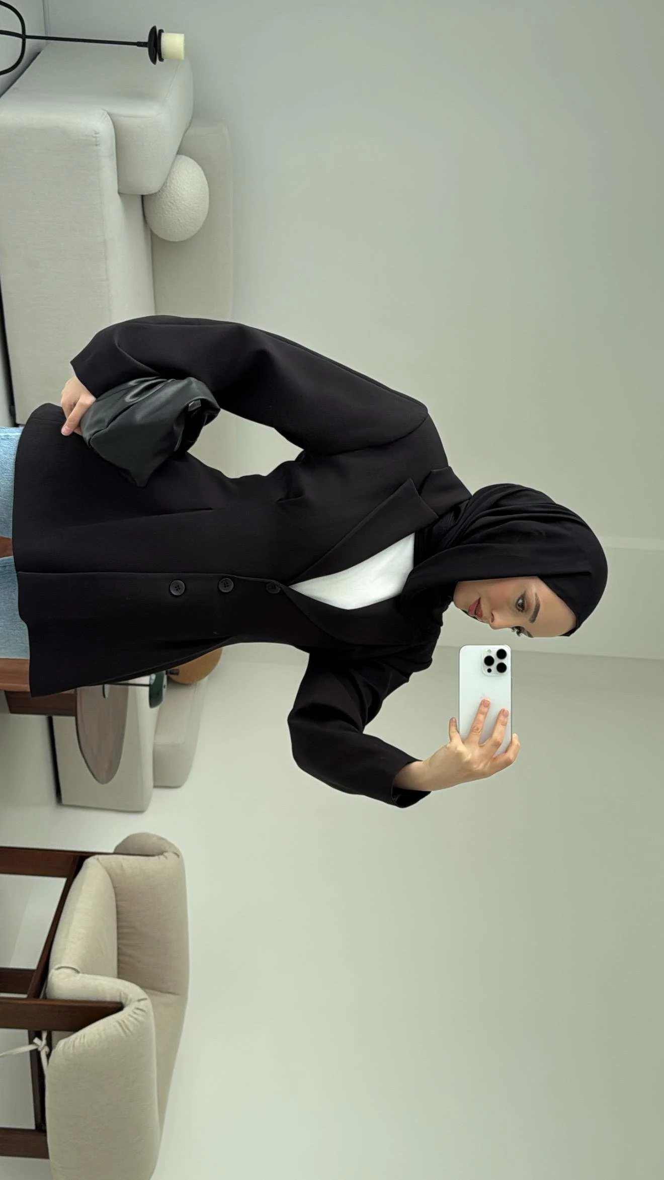 Belden Oturtmalı Tasarım Ceket Siyah