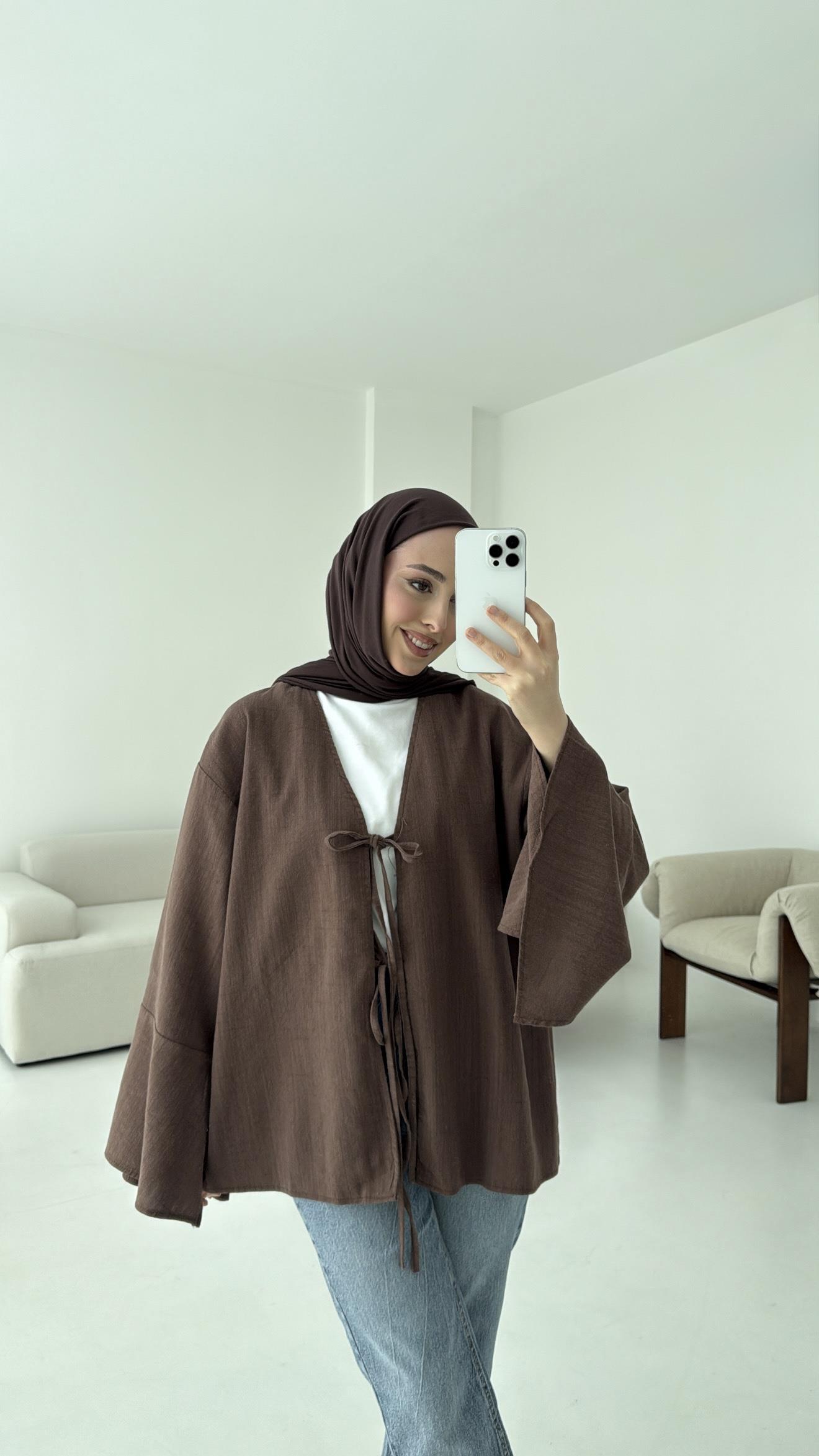 Kol Detay Kimono Kahve