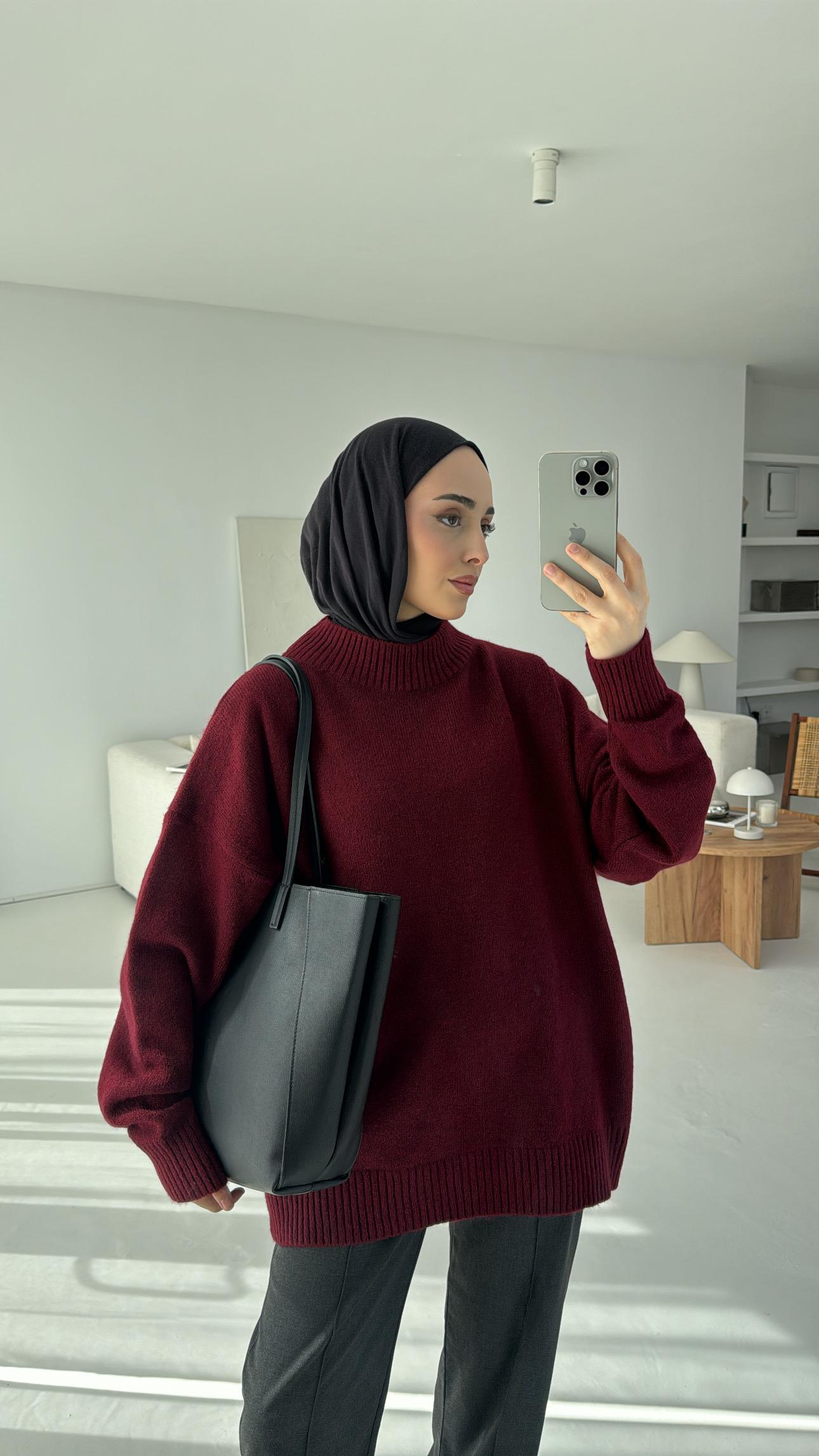 Yumuşak Triko Kazak Bordo