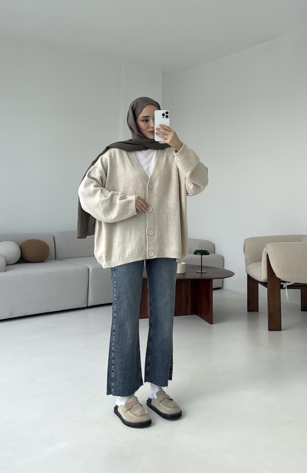 Oversize Yünlü Kazak Taş