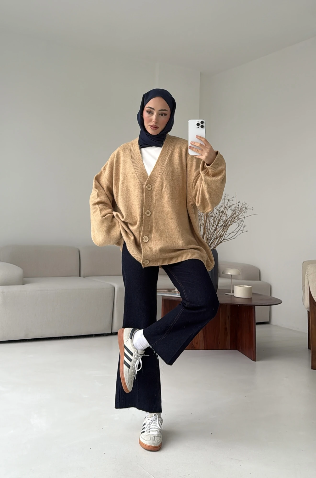 Oversize Yünlü Kazak Vizon