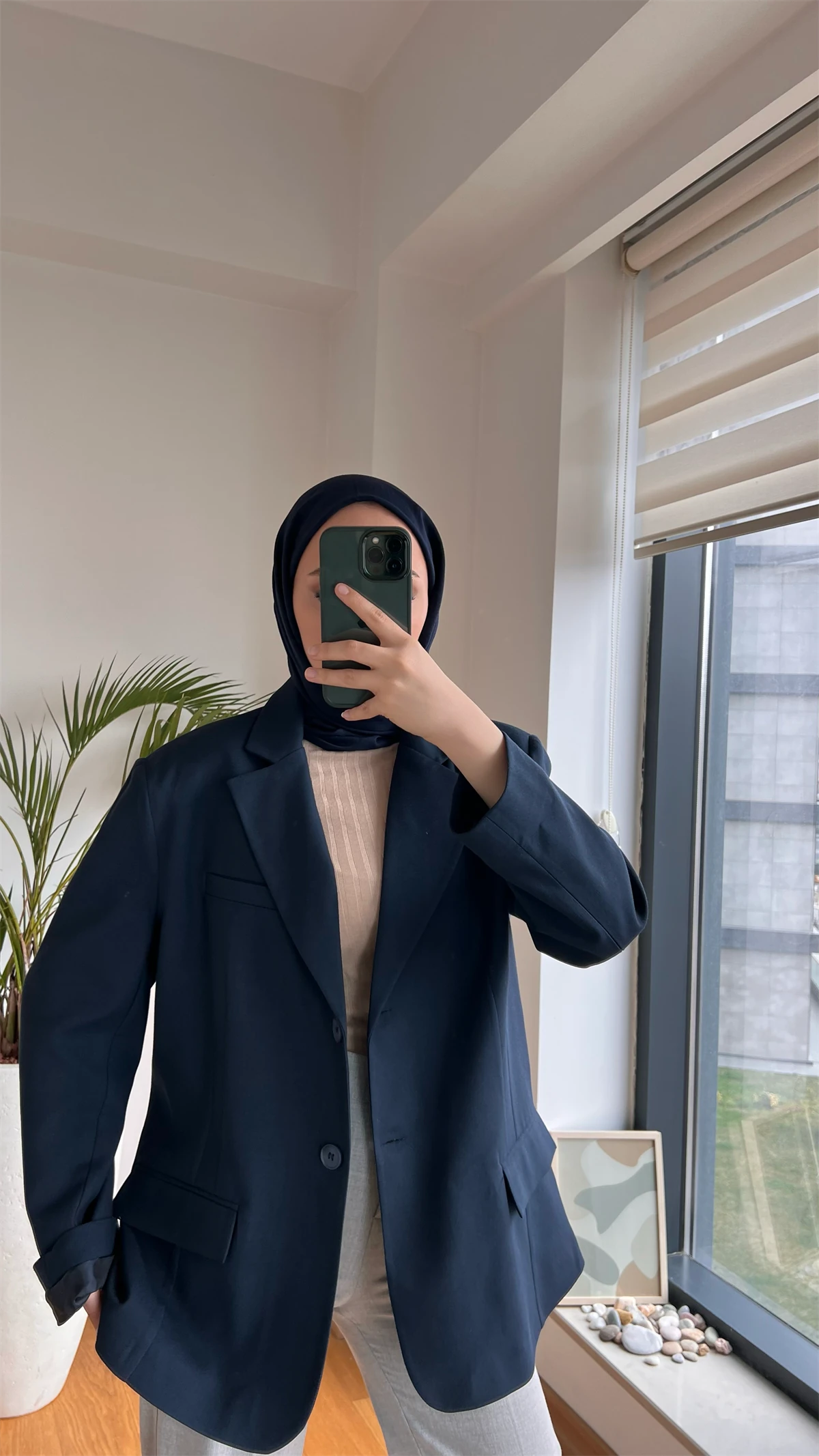 Oversize Kesim Blazer Ceket Lacivert