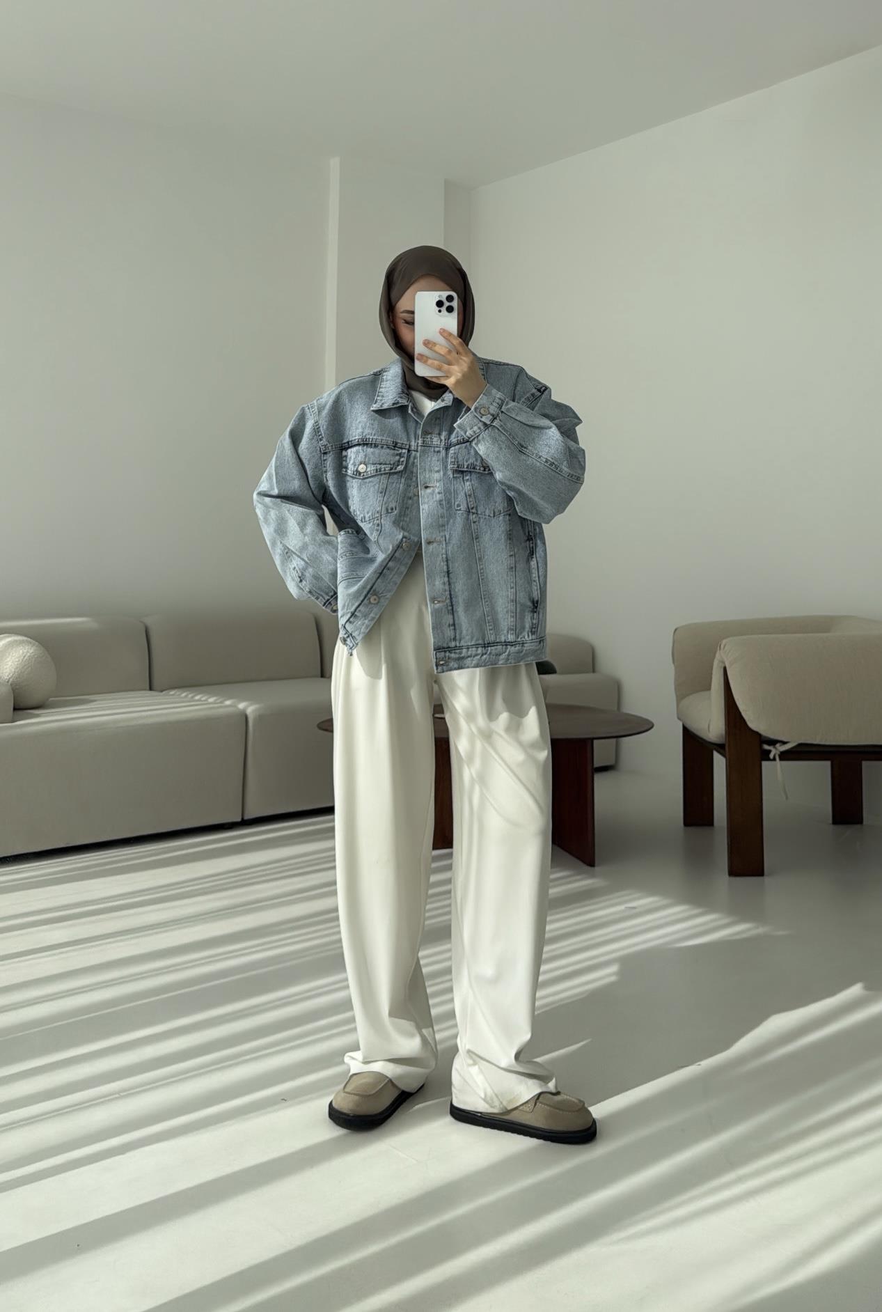 Oversize Mavi Denim Ceket