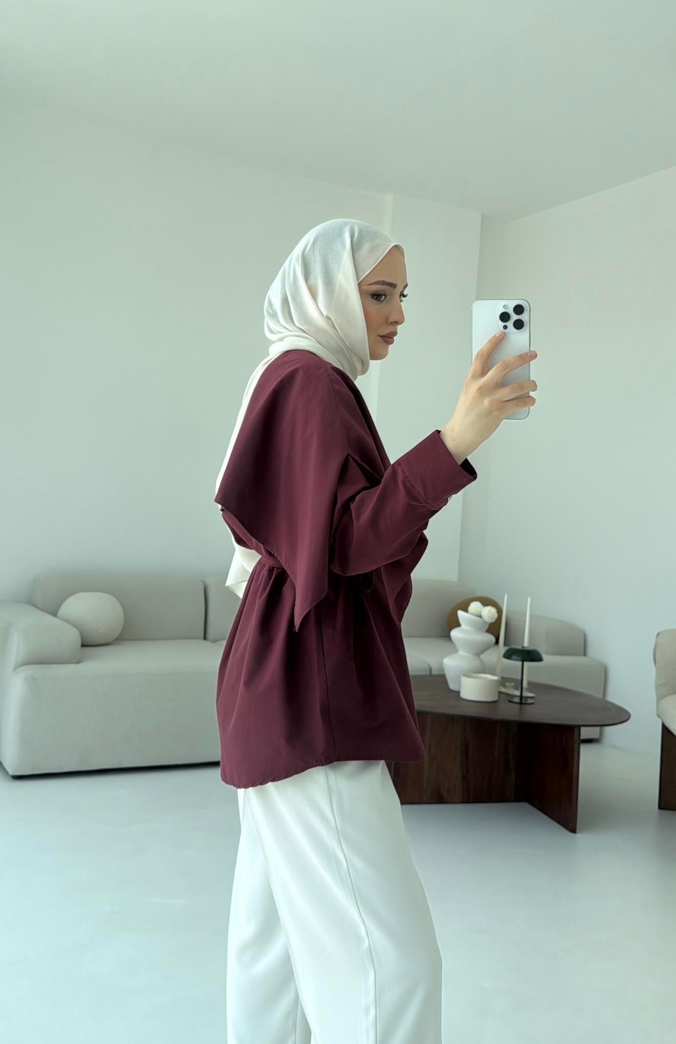 Seyyar Pelerinli Gömlek Bordo