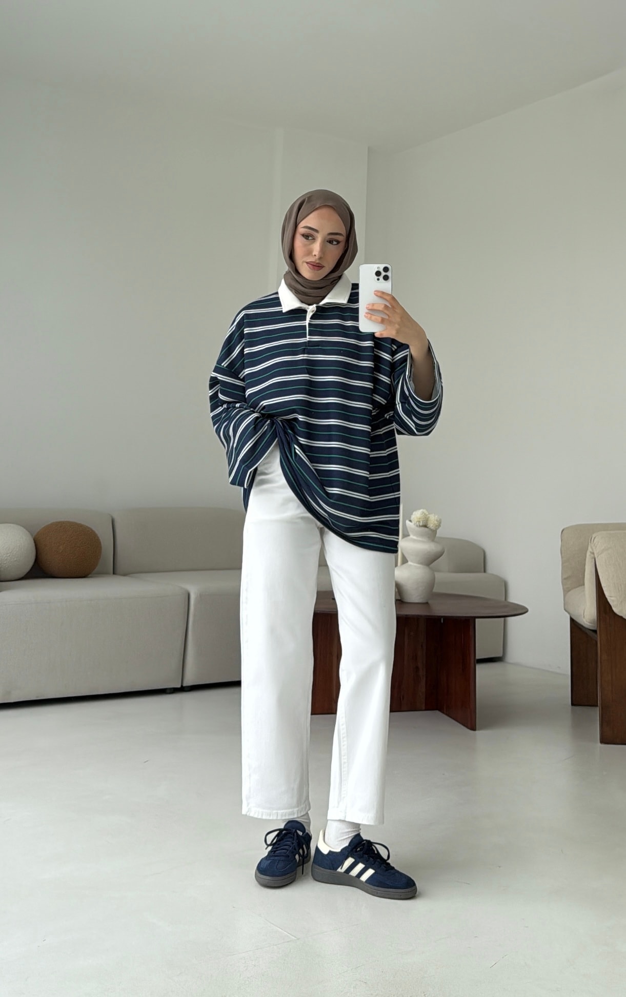 Fleece Polo Yaka Sweatshirt Yeşil